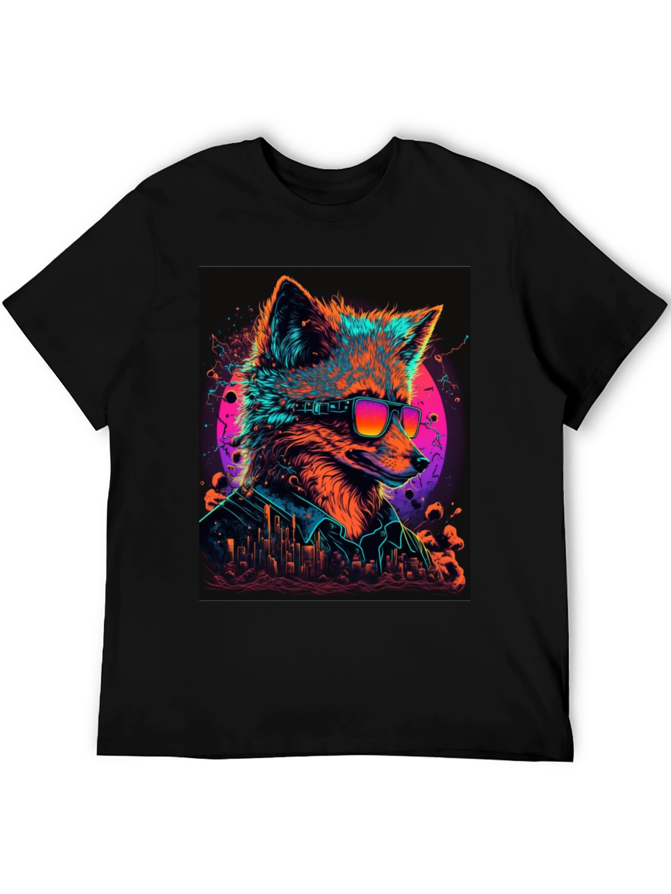 Cool Fox Graphic T-Shirt - Mens Black Tee