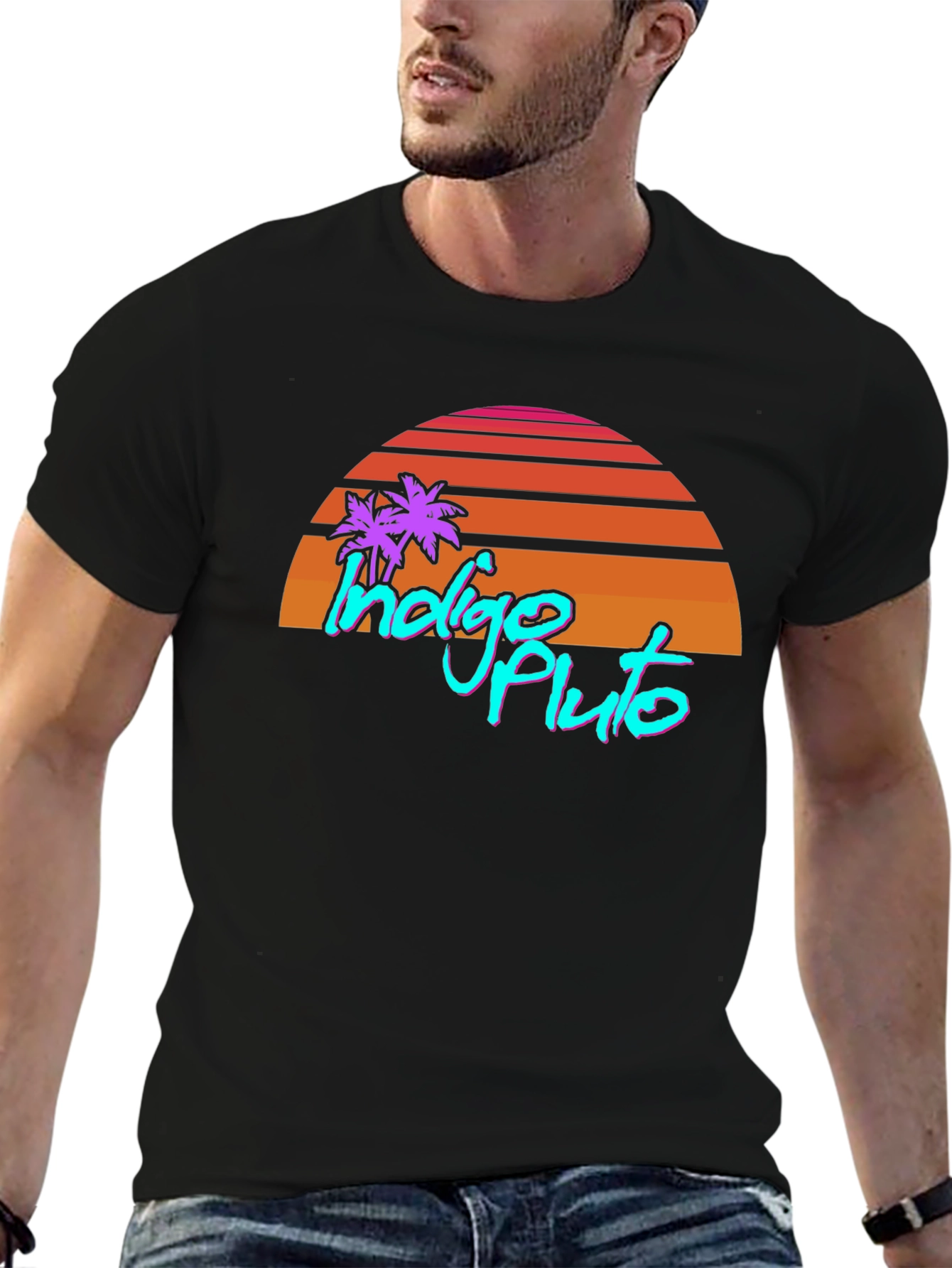 Indigo Pluto Retro Graphic T-Shirt