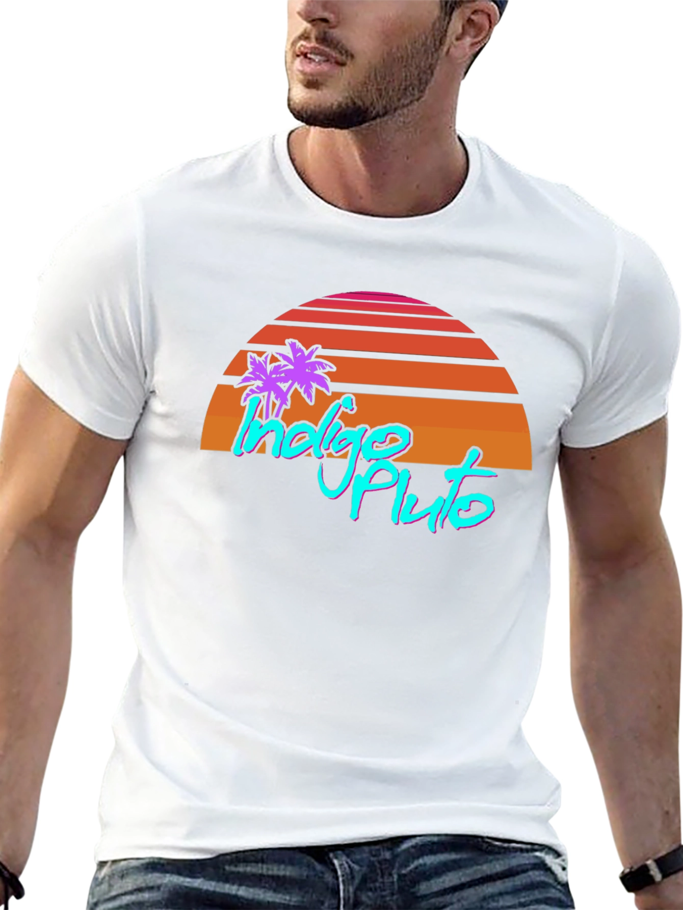 Indigo Pluto Retro Graphic T-Shirt