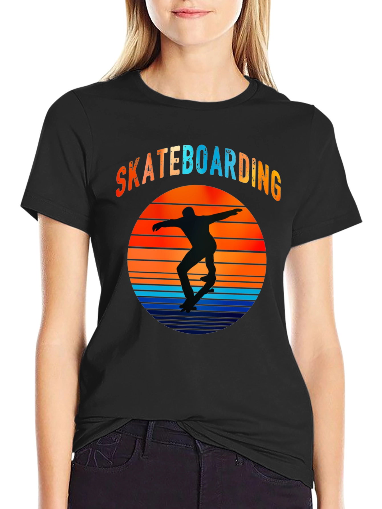 Skateboarding Sunset Graphic T-Shirt