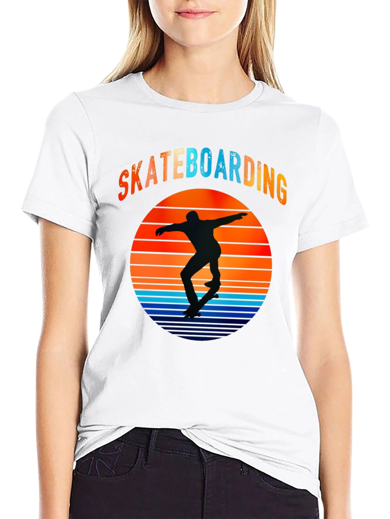 Skateboarding Sunset Graphic T-Shirt