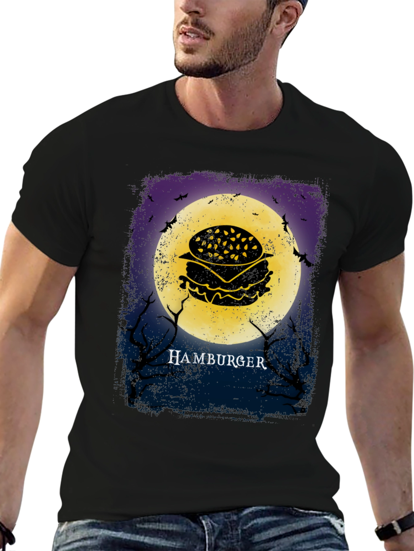 Hamburger Moon Halloween T-Shirt