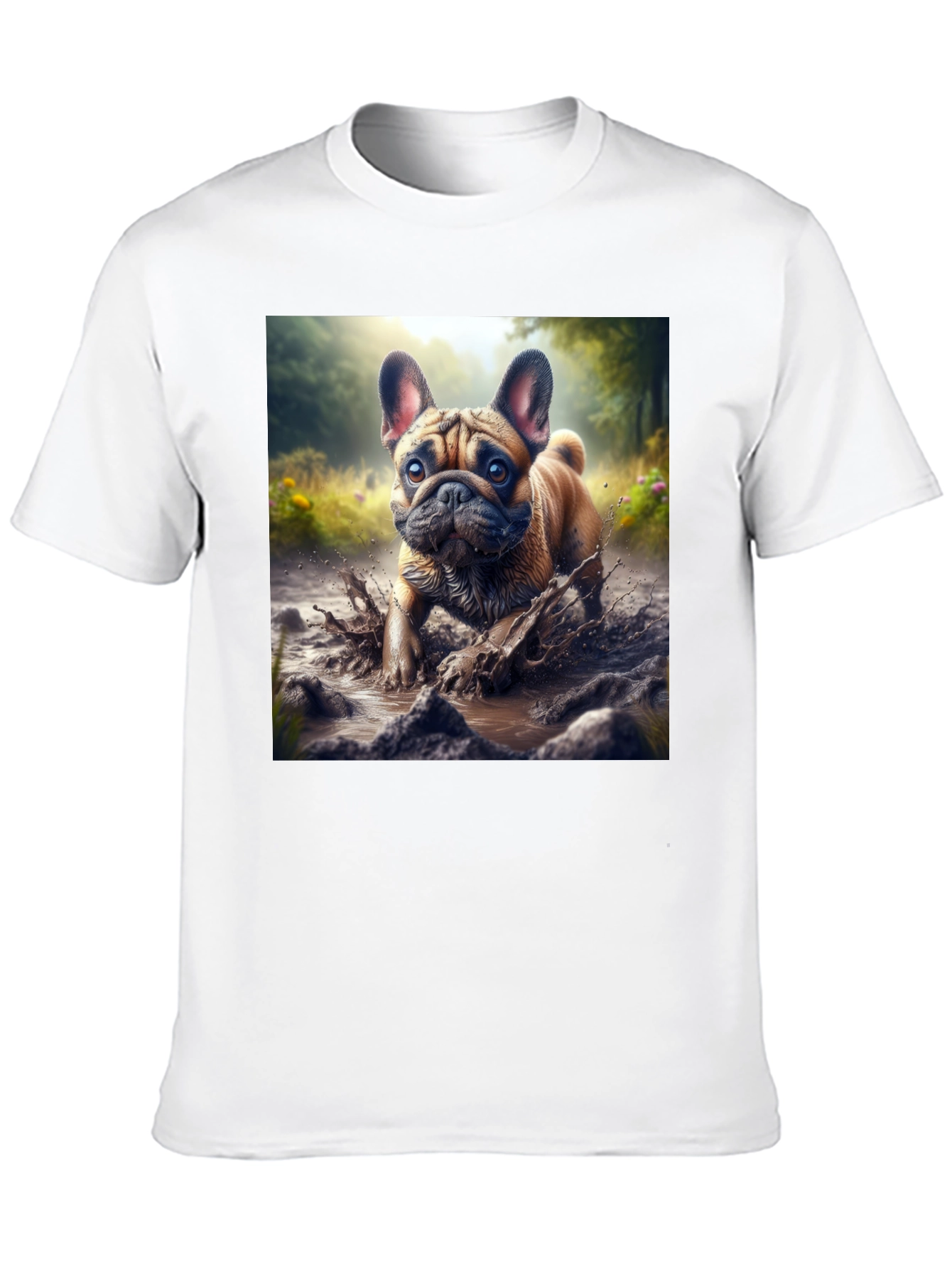 Bulldog Muddy Paws Graphic Tee - Black Cotton