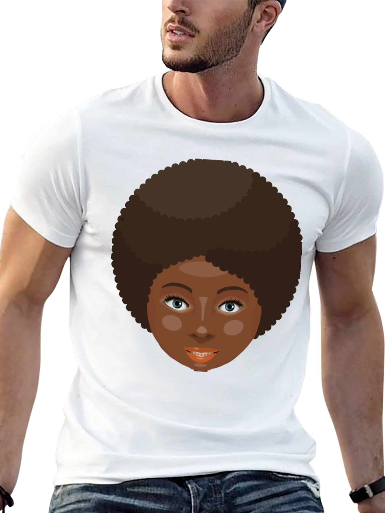 Retro Afro Woman Graphic T-Shirt - Black