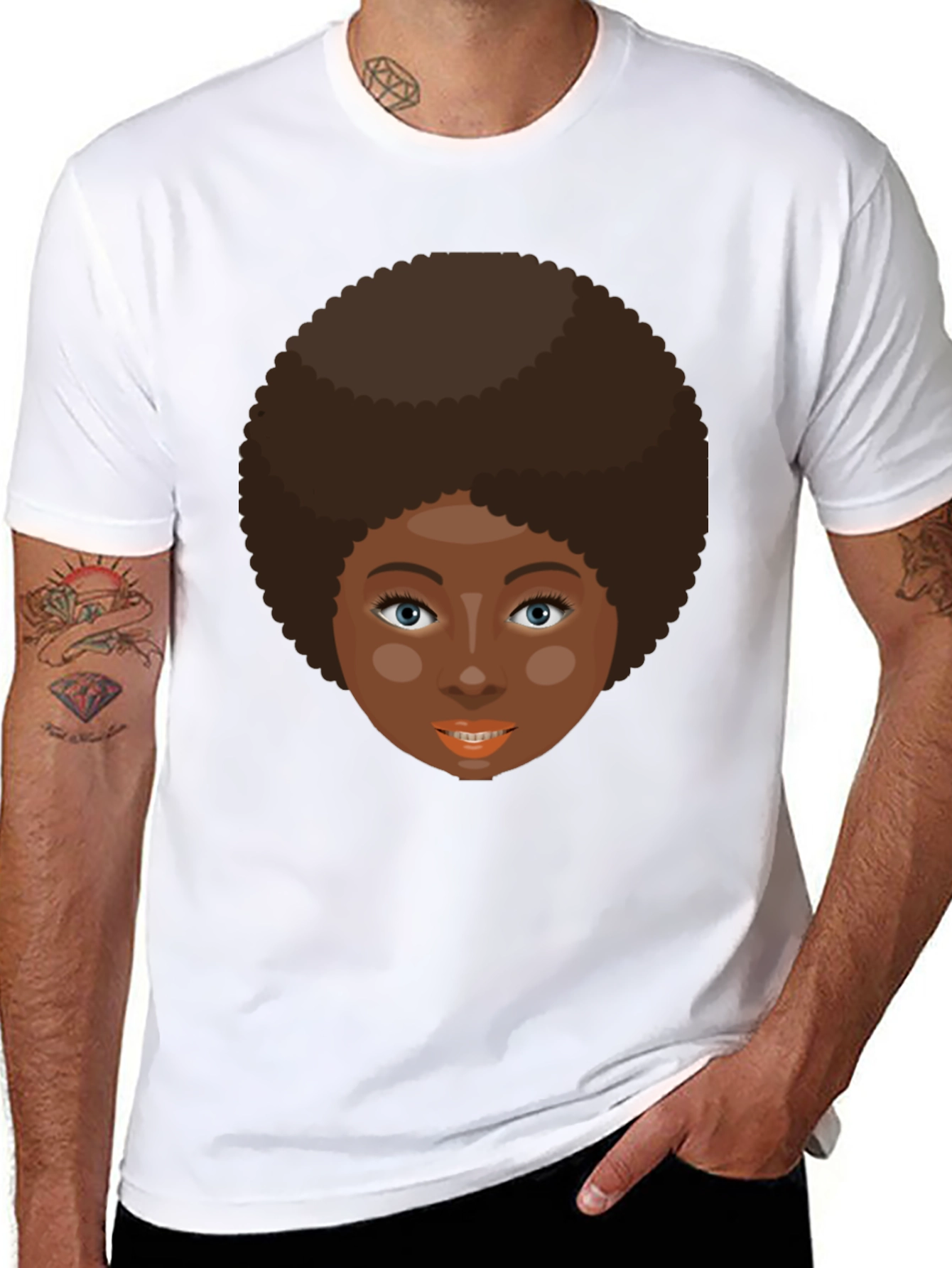 Retro Afro Woman Graphic T-Shirt - Black