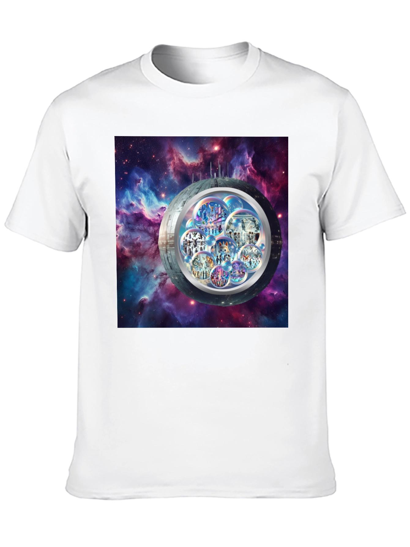Galaxy Bubble World Black T-Shirt