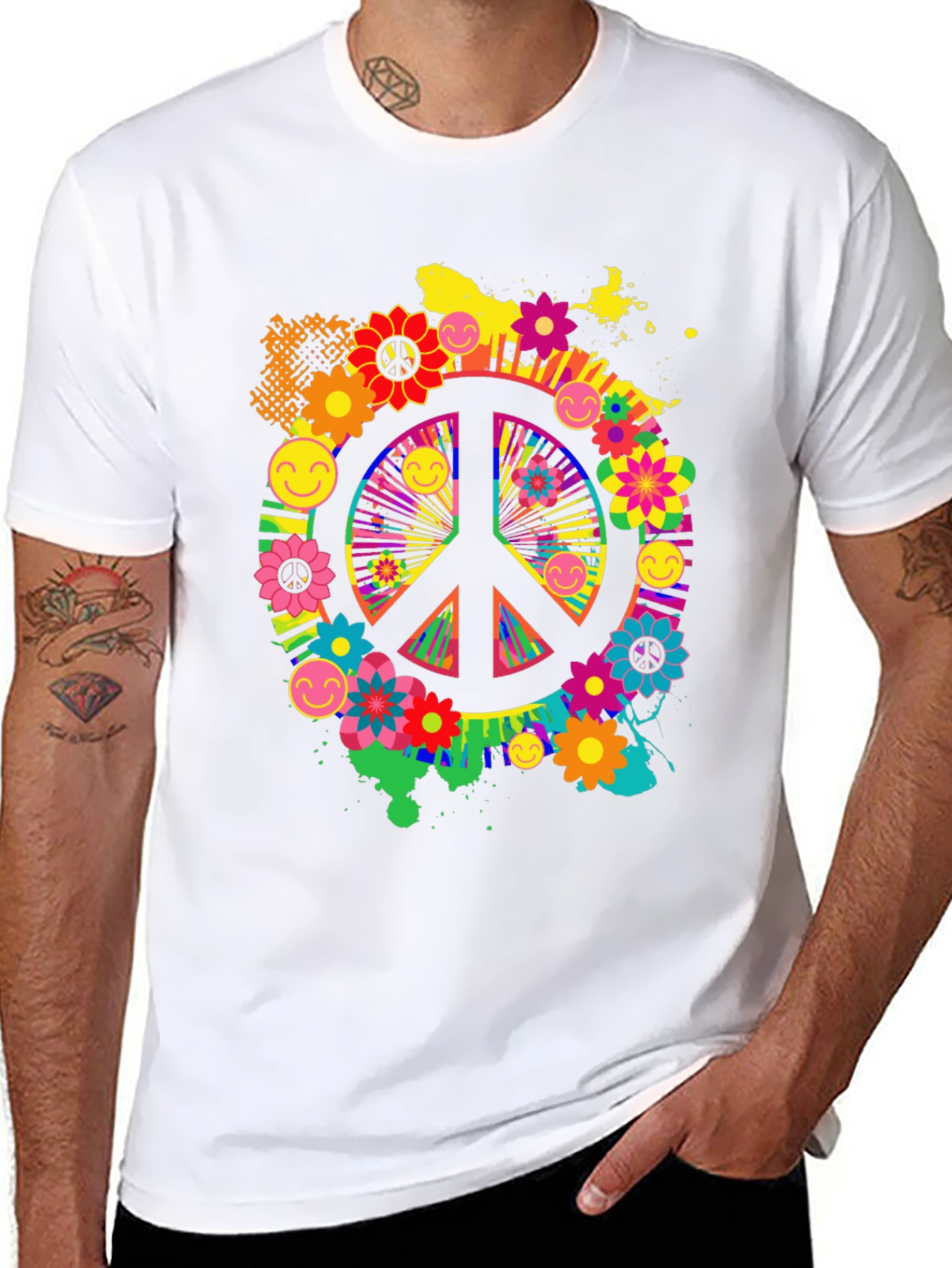 Groovy Peace Sign Graphic Tee - Retro Style