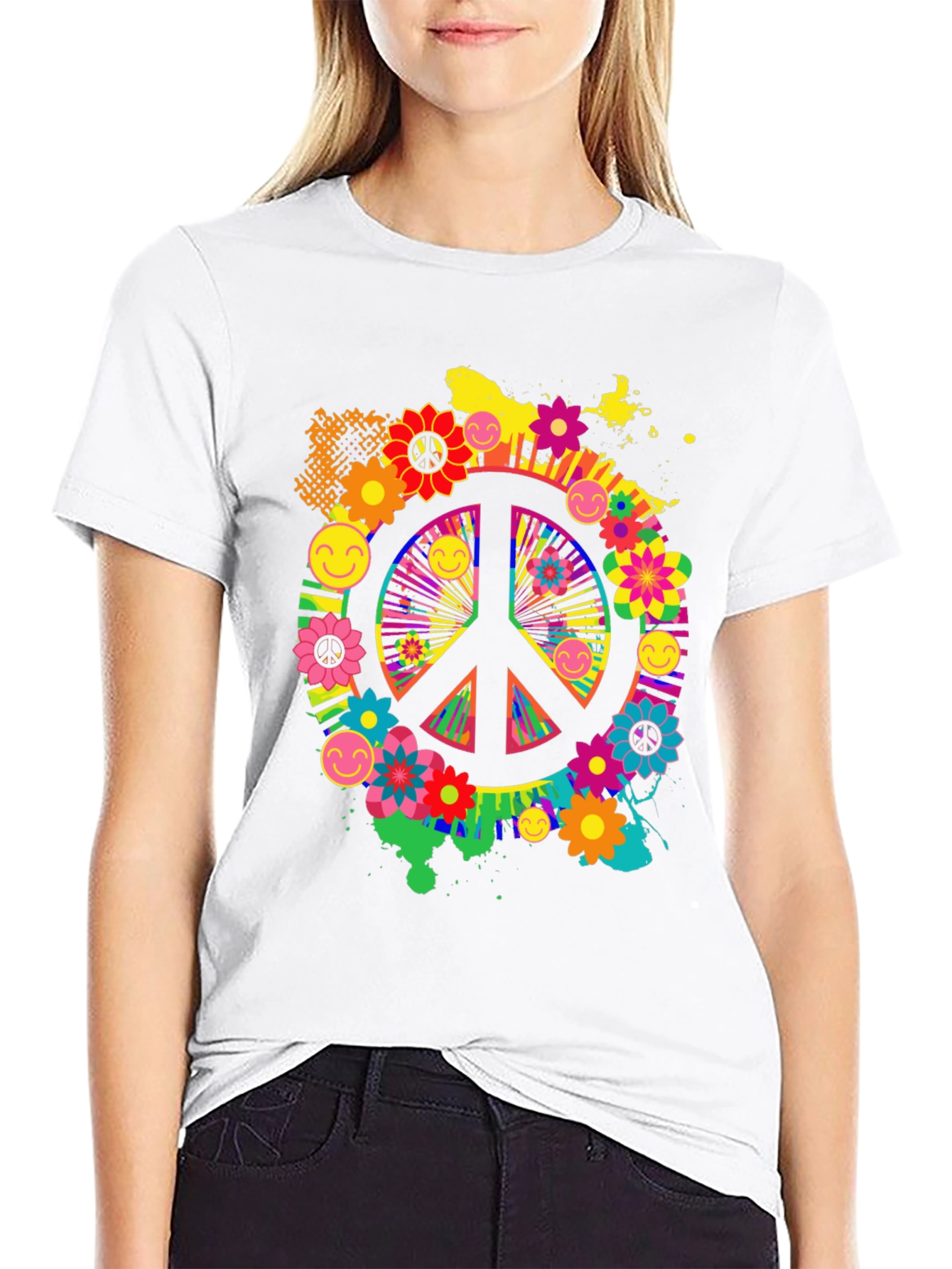 Groovy Peace Sign Graphic Tee - Retro Style