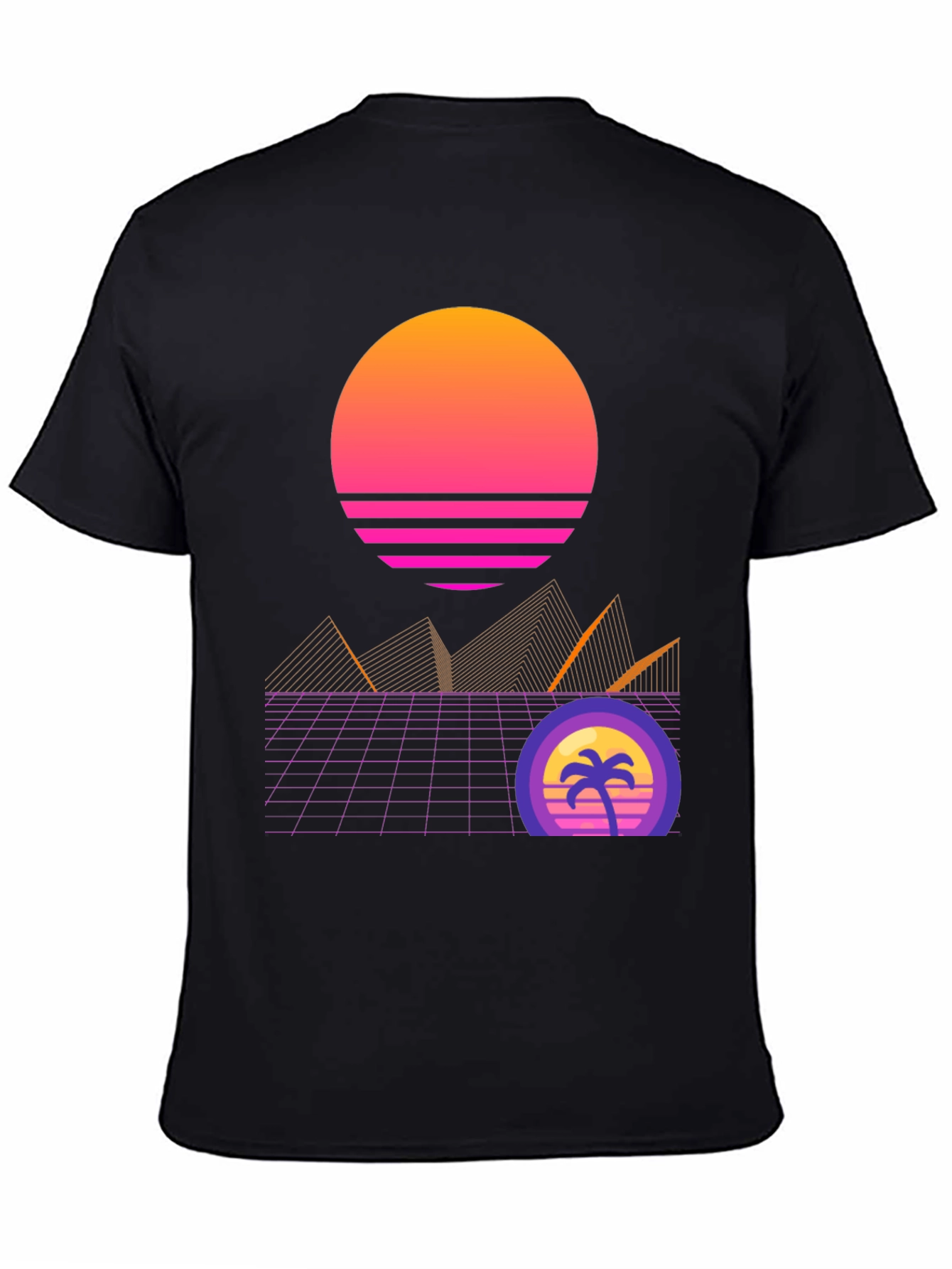 Retro Sunset Graphic T-Shirt - Black