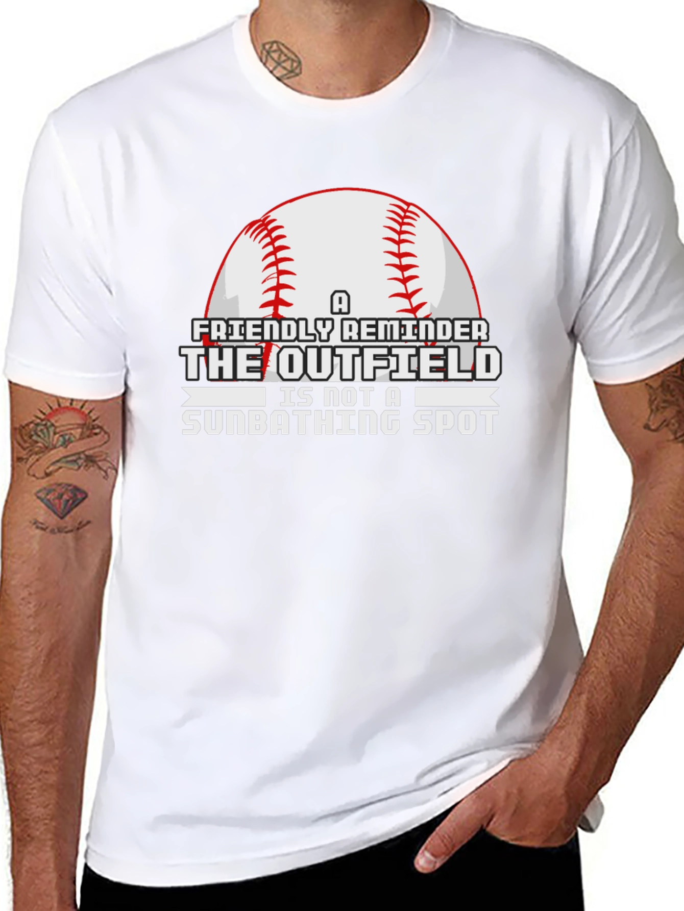 Outfield Sunbathing Baseball T-Shirt