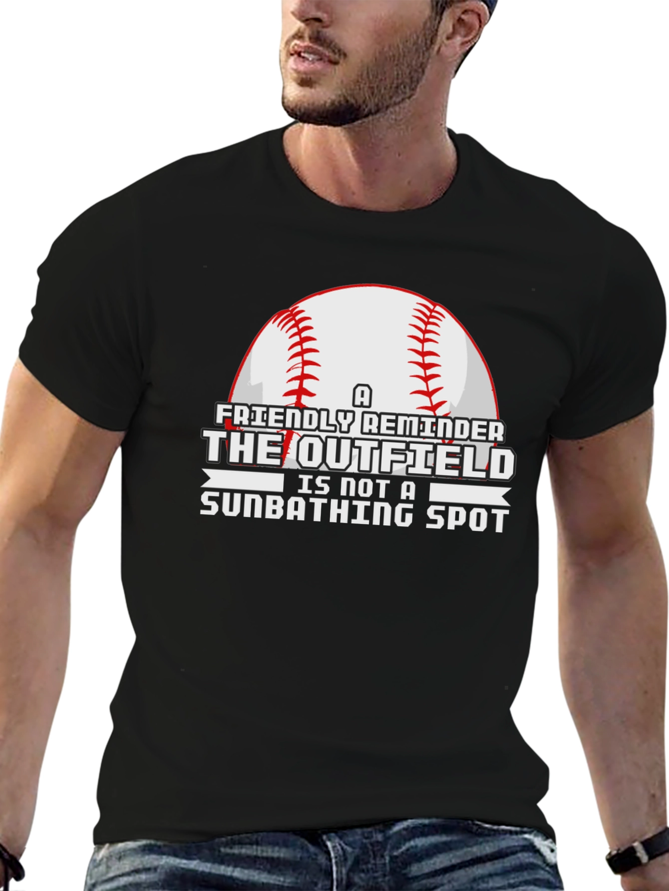 Outfield Sunbathing Baseball T-Shirt