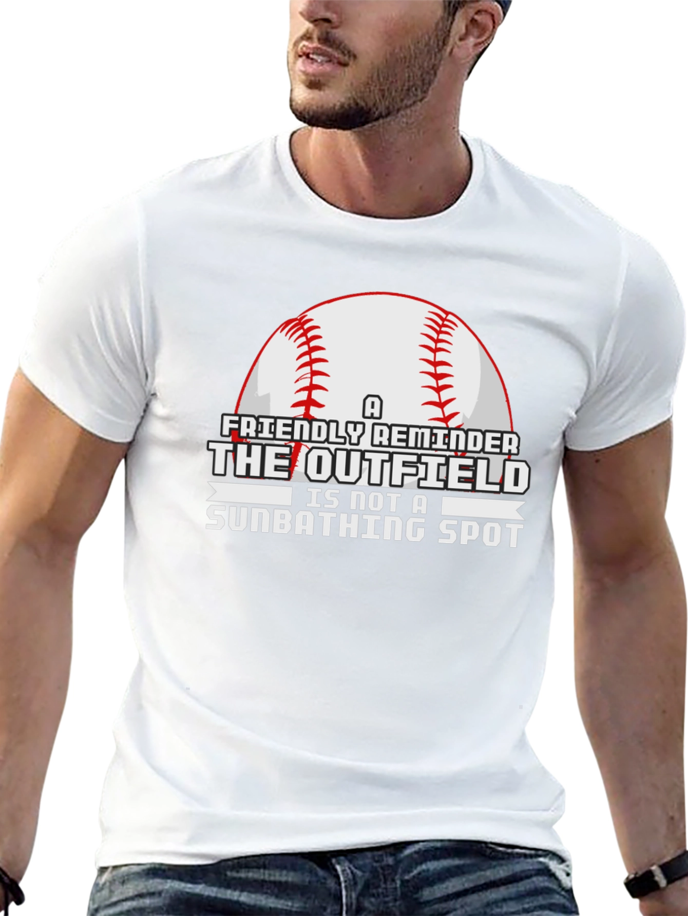 Outfield Sunbathing Baseball T-Shirt