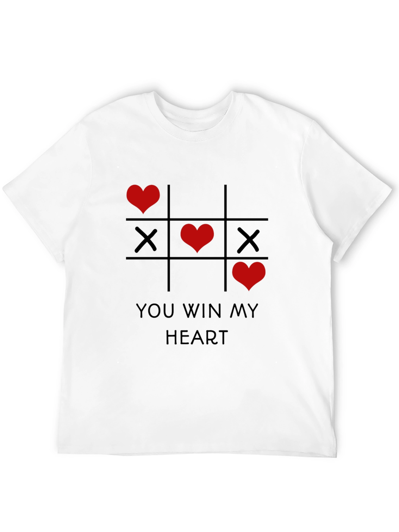 Valentines Day Tic-Tac-Toe You Win My Heart Black Tee