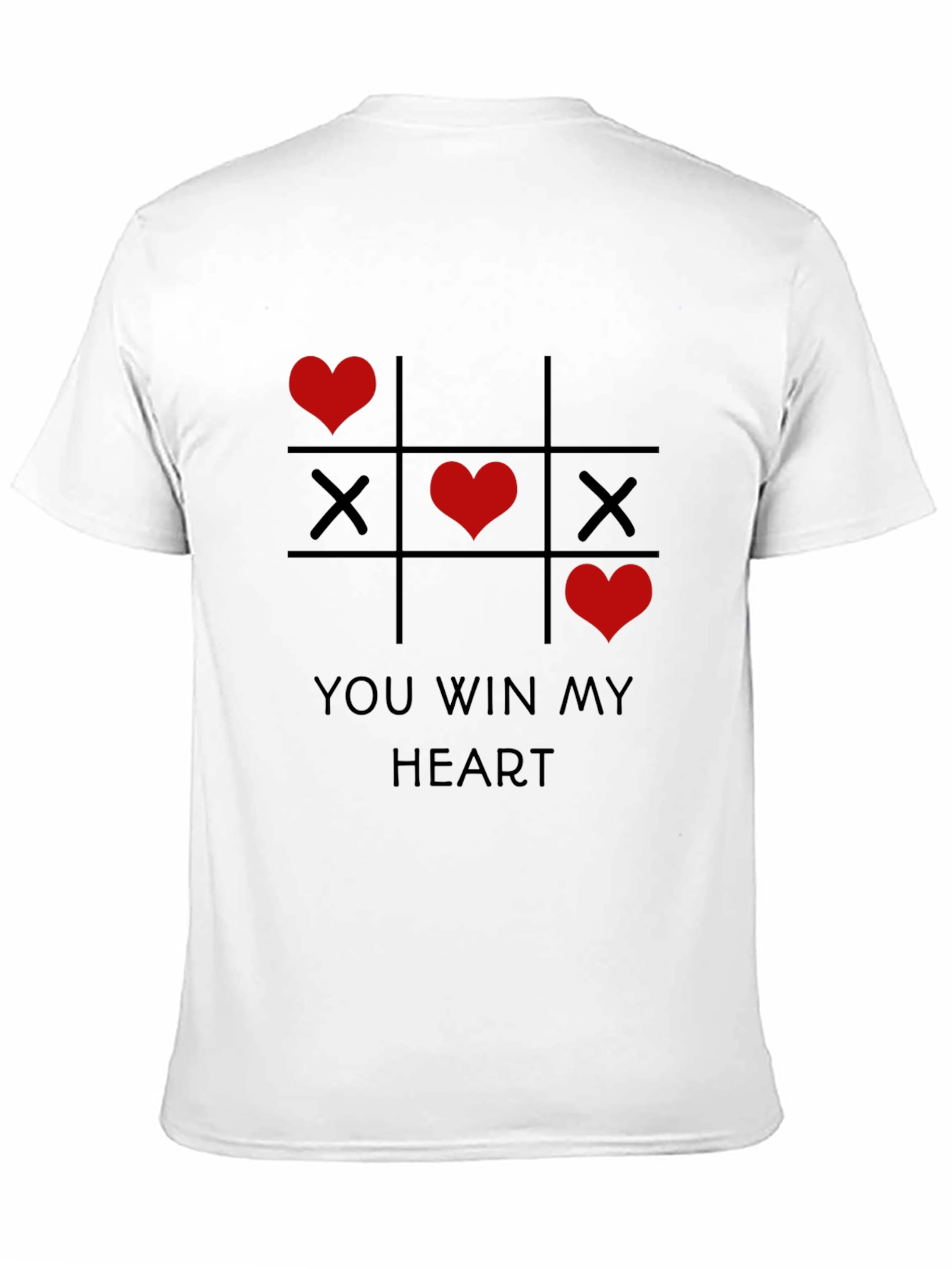 Valentines Day Tic-Tac-Toe You Win My Heart Black Tee