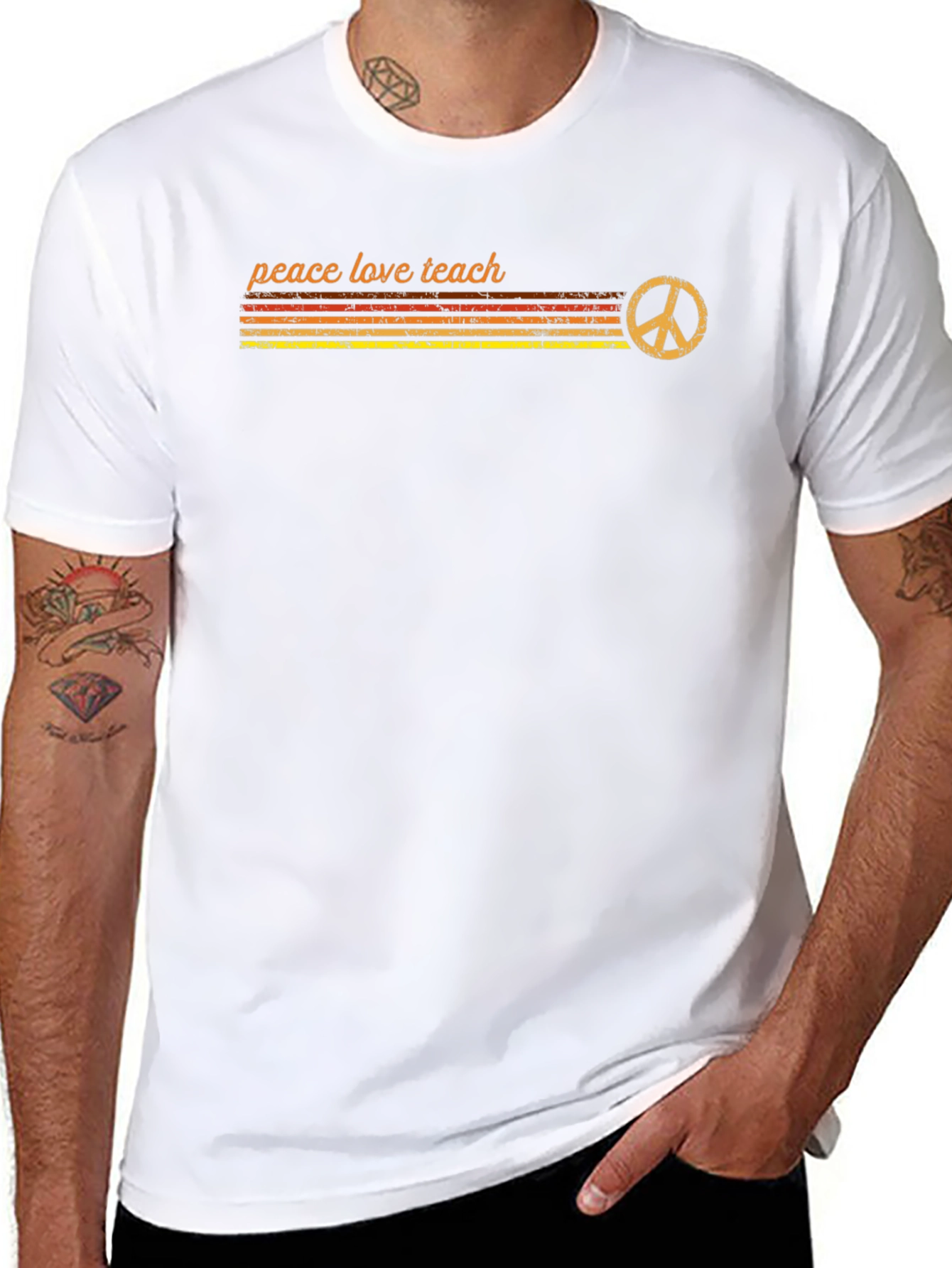 Peace Love Teach Retro Graphic Tee