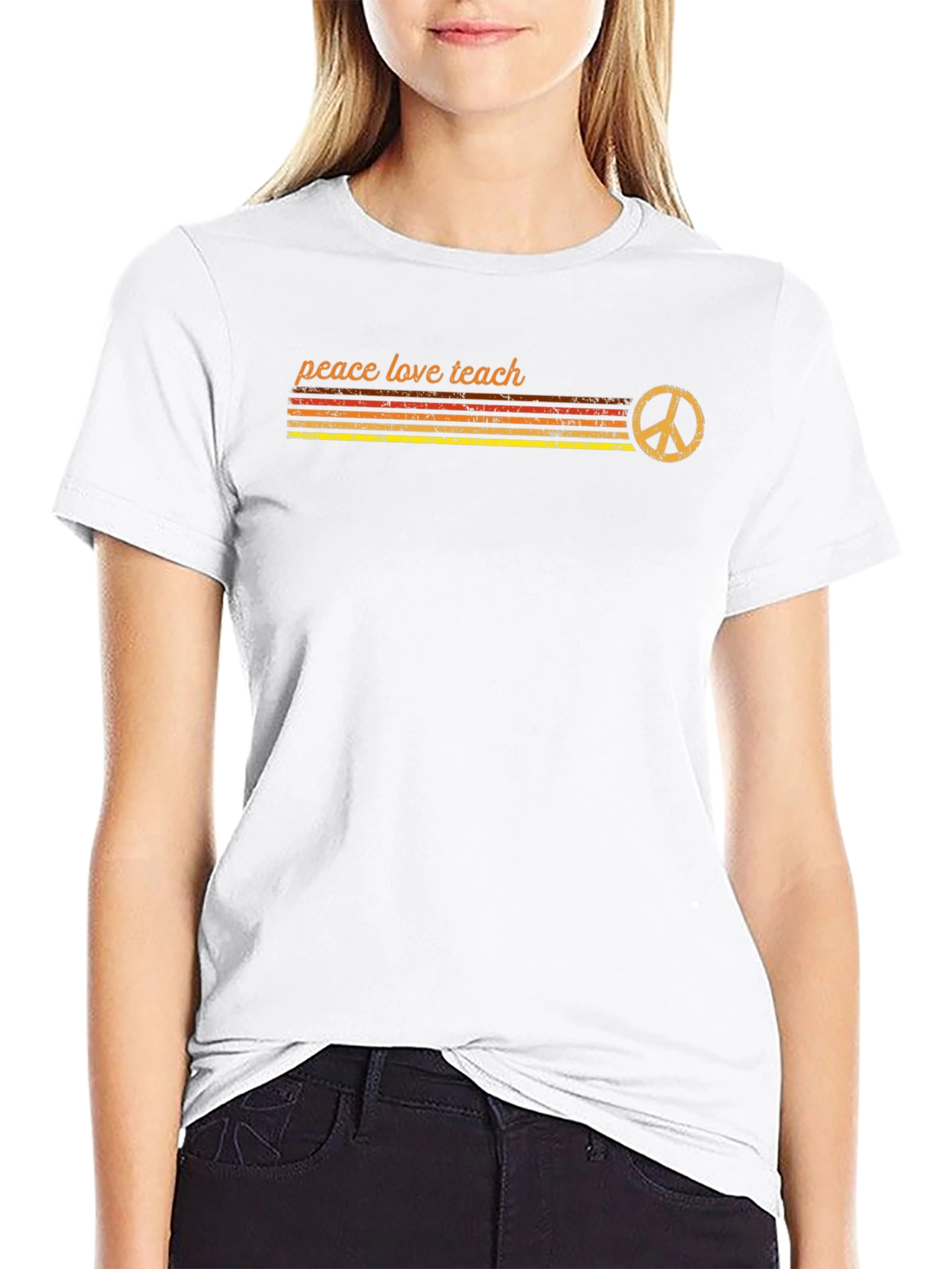 Peace Love Teach Retro Graphic Tee