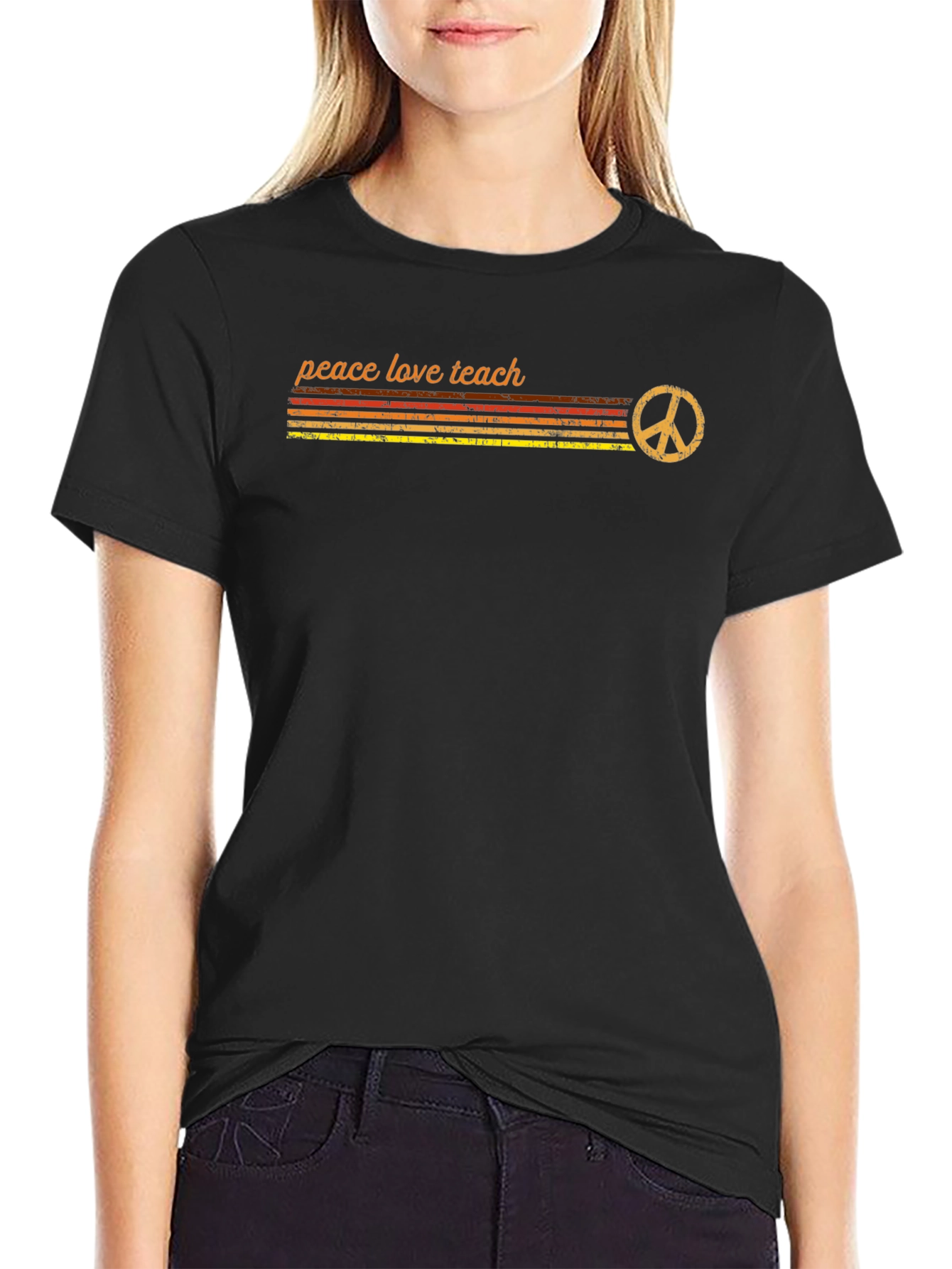 Peace Love Teach Retro Graphic Tee