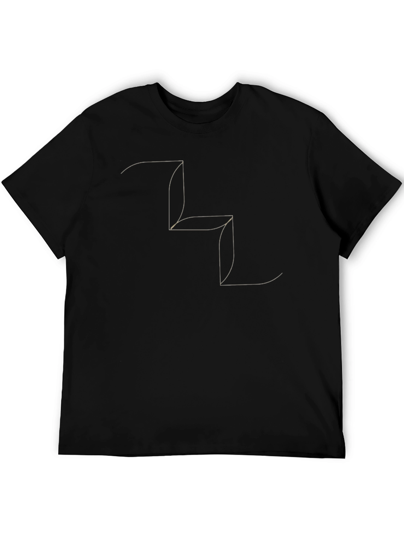 Minimalist Geometric Line Art Black T-Shirt