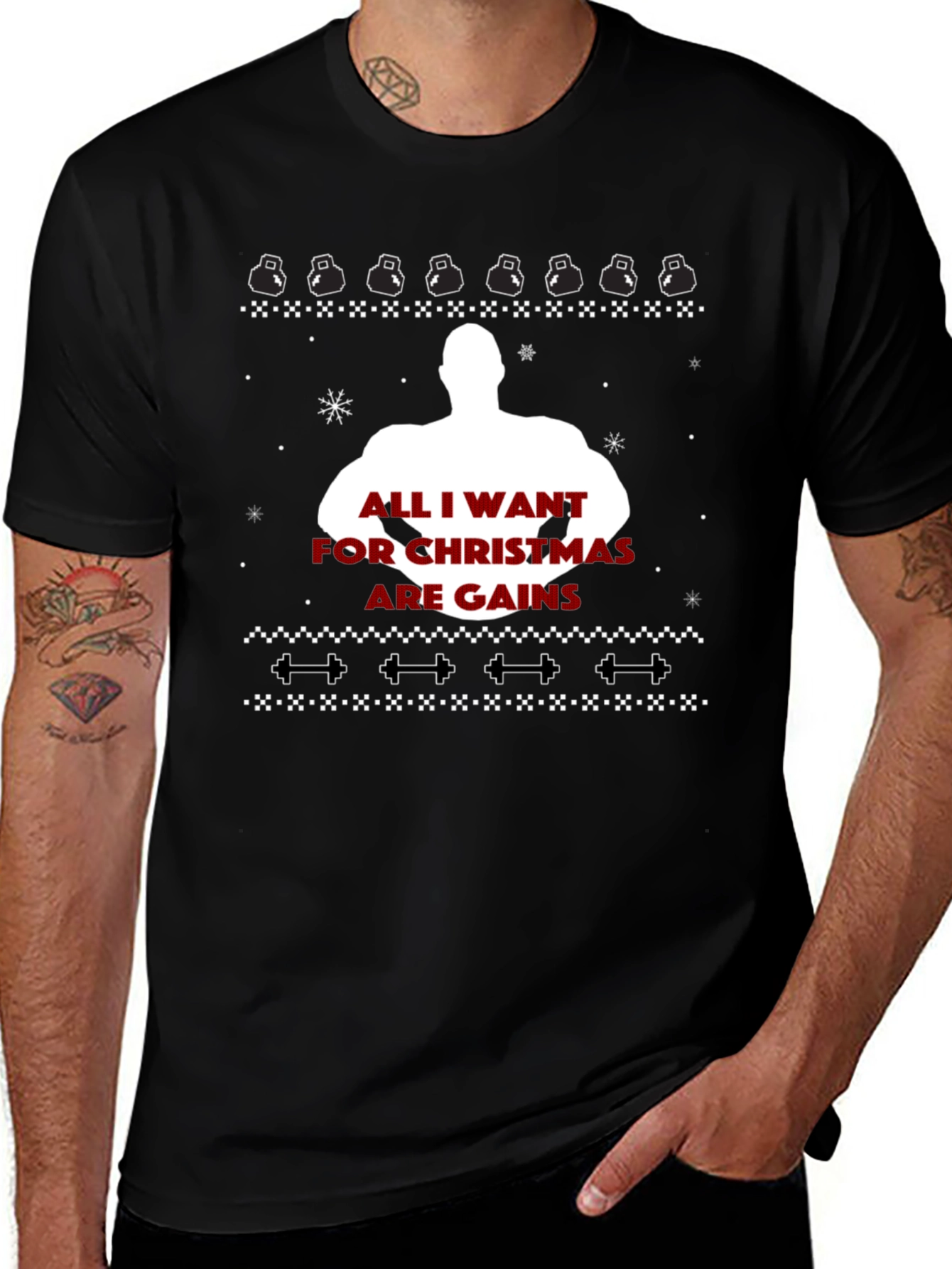 Gains Christmas Ugly Sweater Graphic Tee
