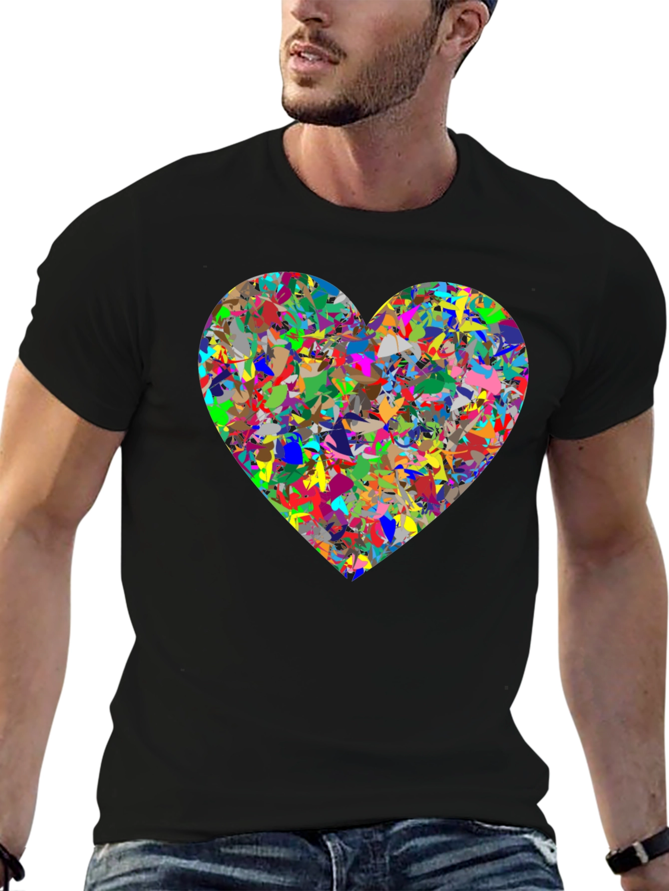 Abstract Heart Graphic Black T-Shirt