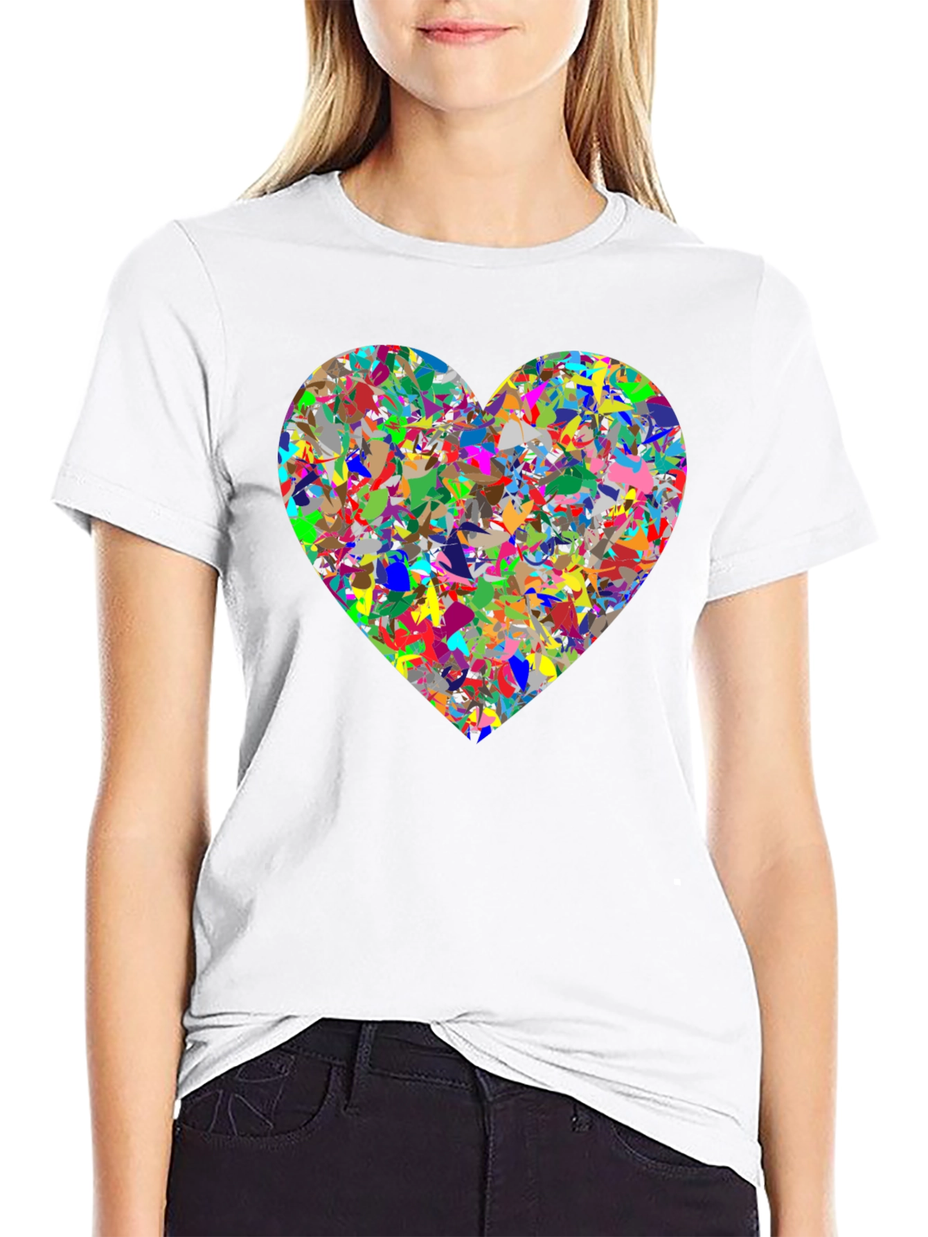 Abstract Heart Graphic Black T-Shirt