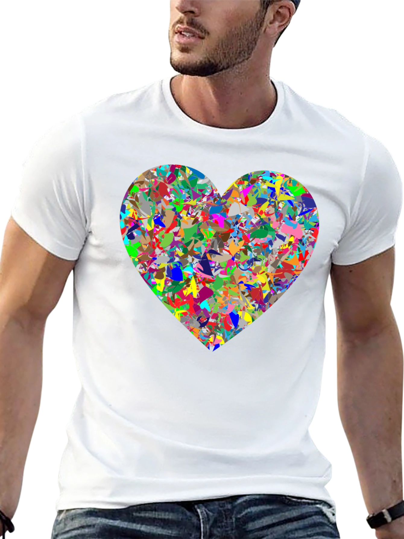 Abstract Heart Graphic Black T-Shirt
