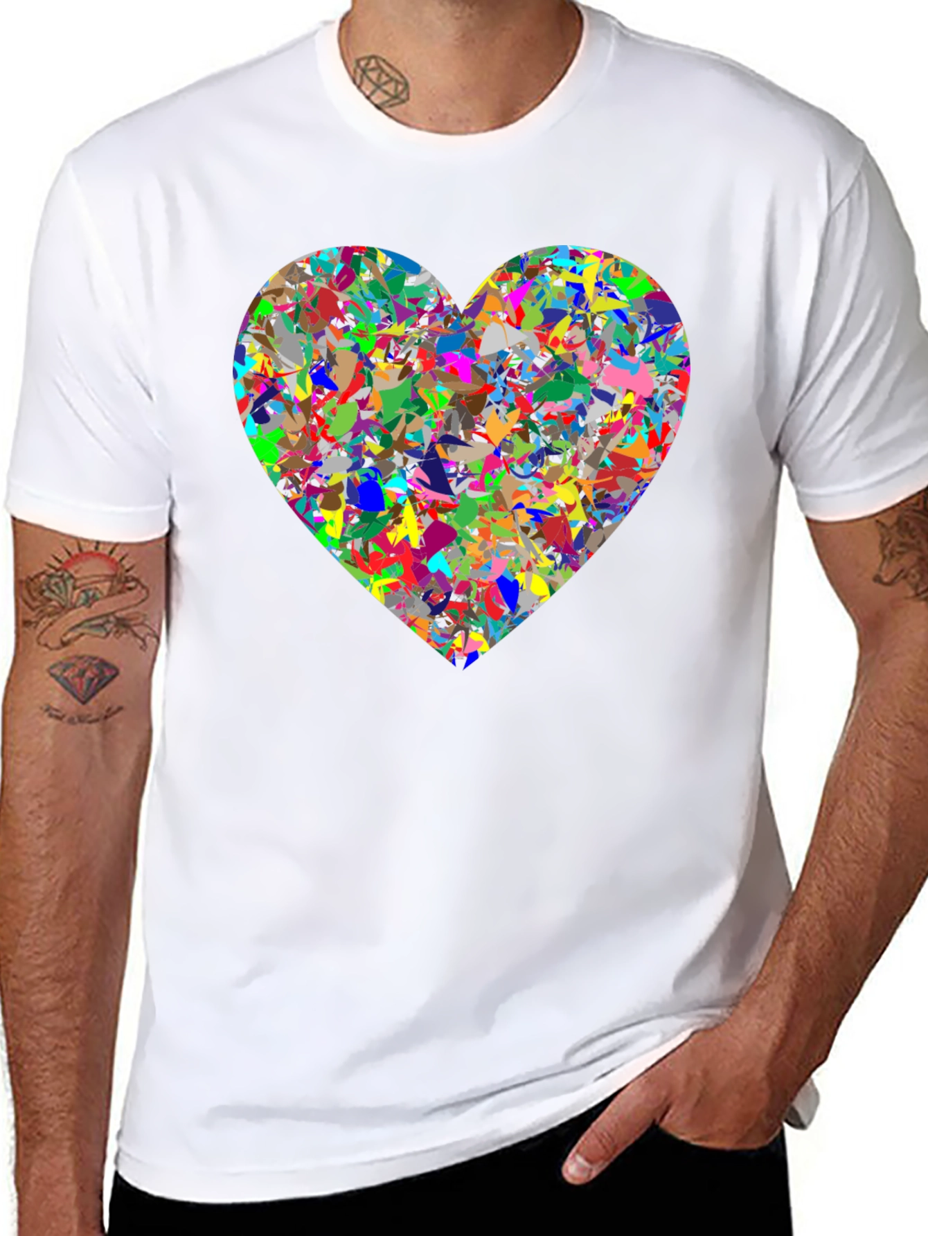 Abstract Heart Graphic Black T-Shirt
