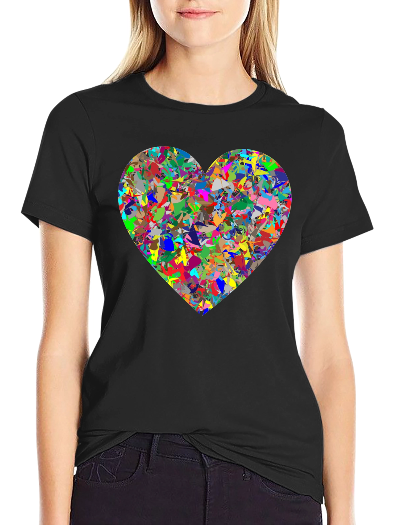 Abstract Heart Graphic Black T-Shirt