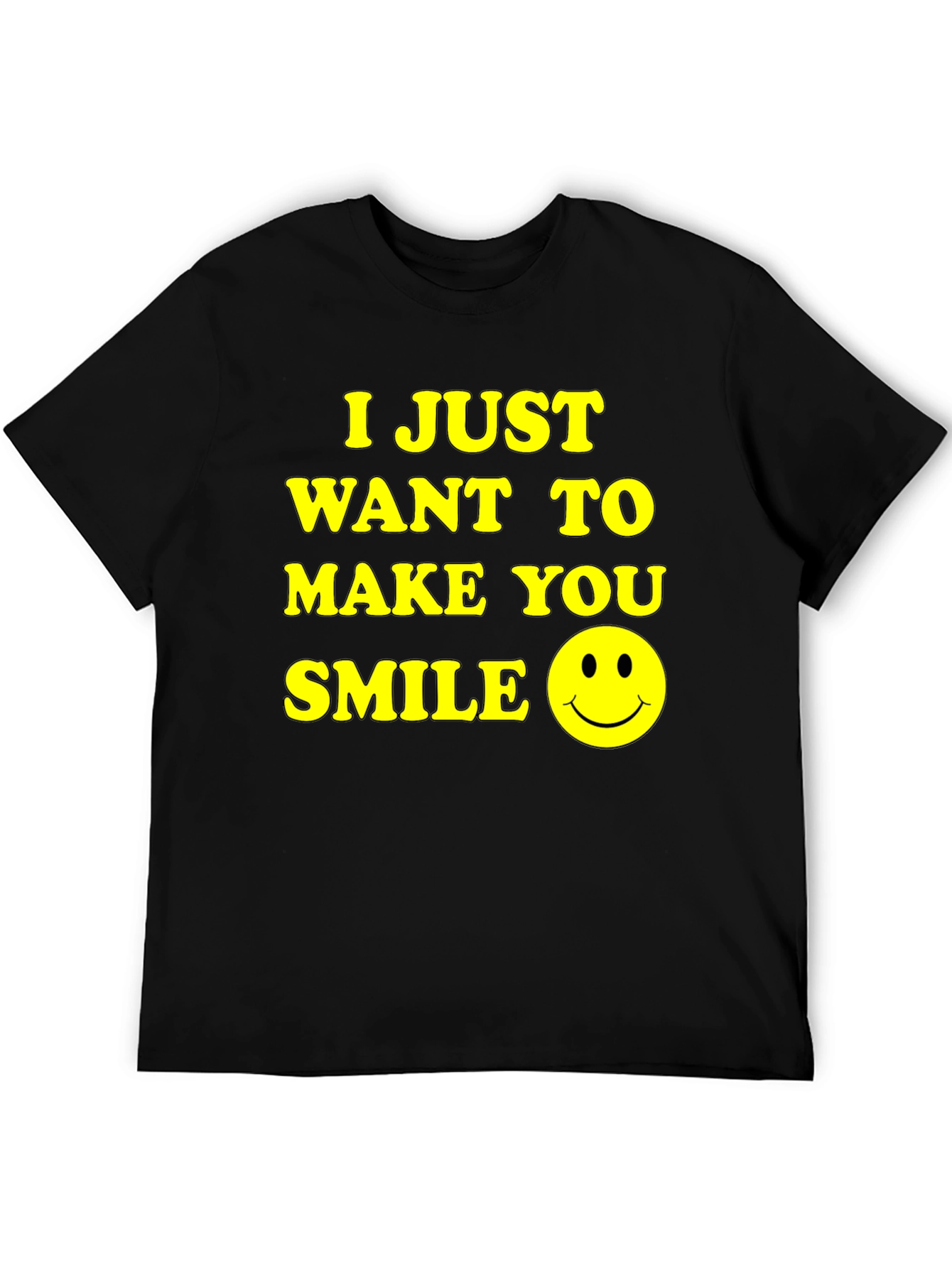 Make You Smile Graphic Tee - Black Cotton T-Shirt
