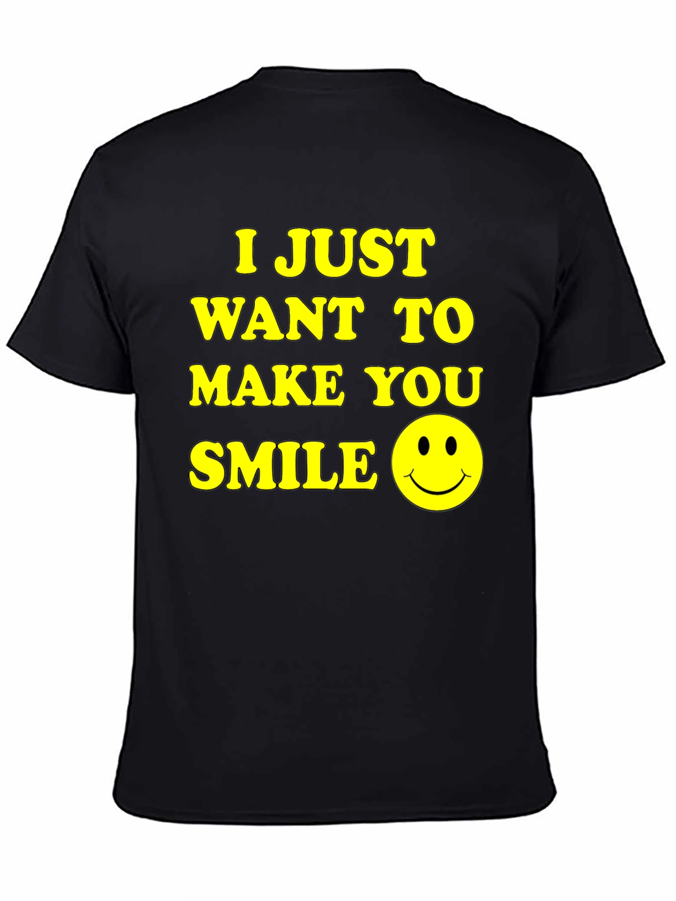 Make You Smile Graphic Tee - Black Cotton T-Shirt