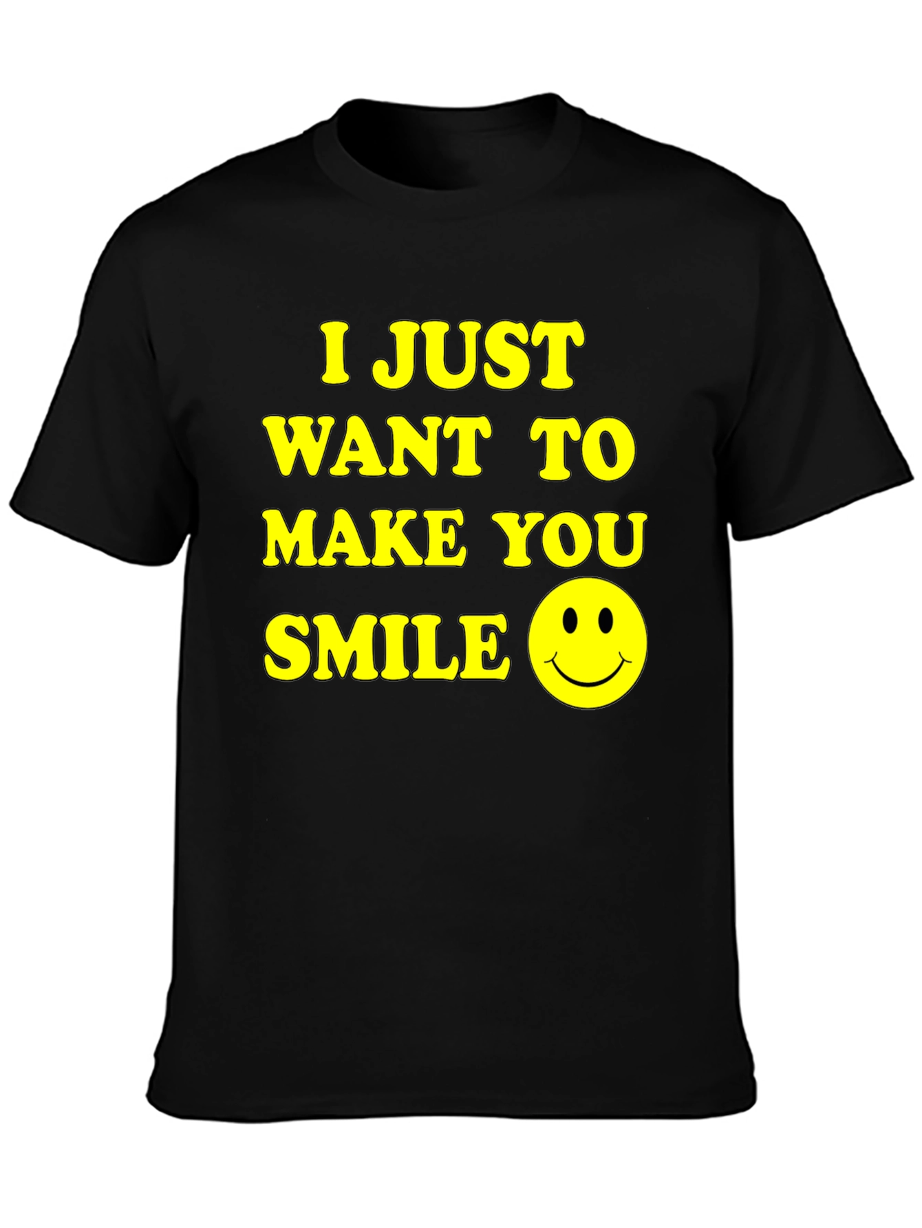 Make You Smile Graphic Tee - Black Cotton T-Shirt