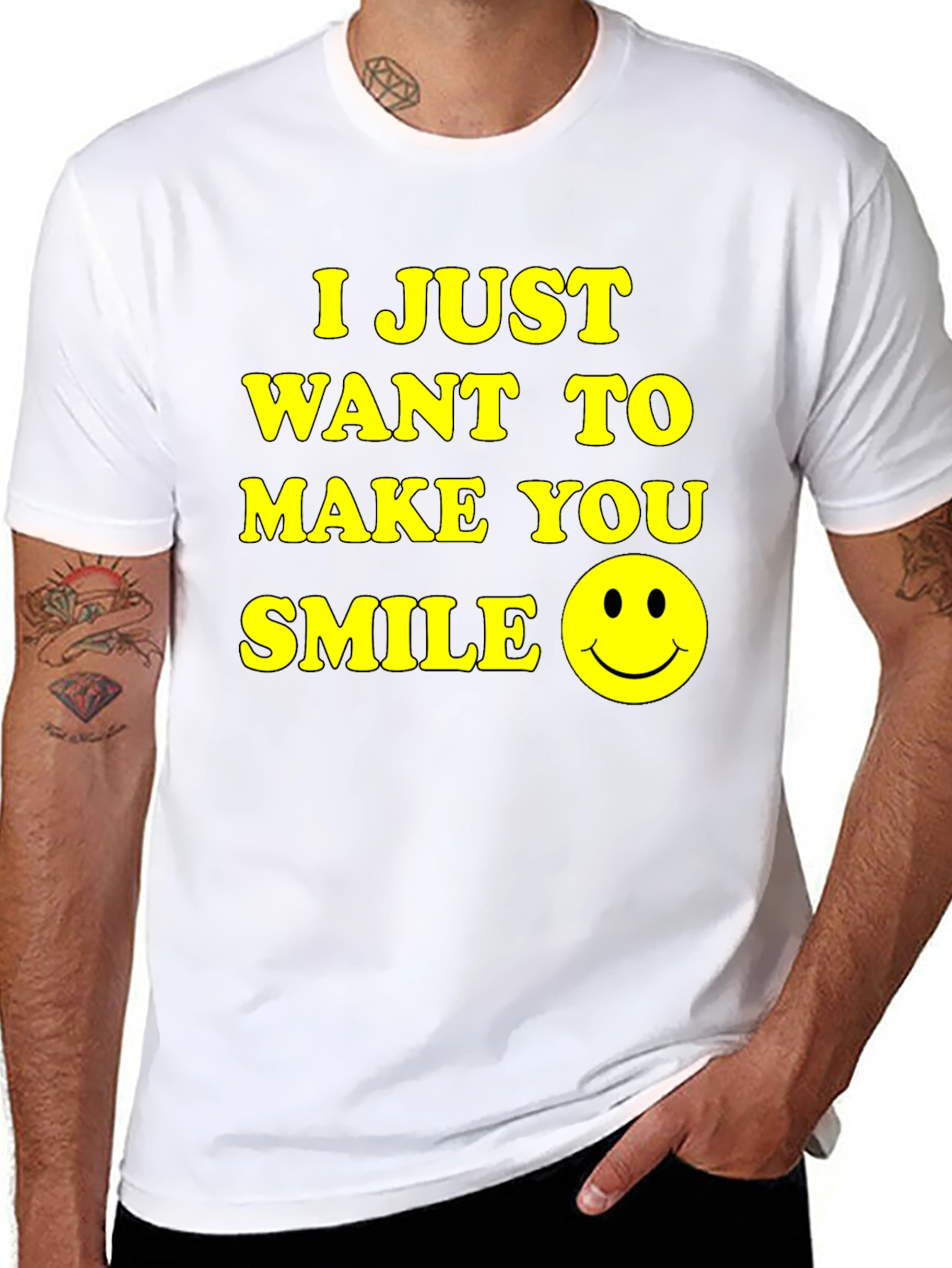 Make You Smile Graphic Tee - Black Cotton T-Shirt