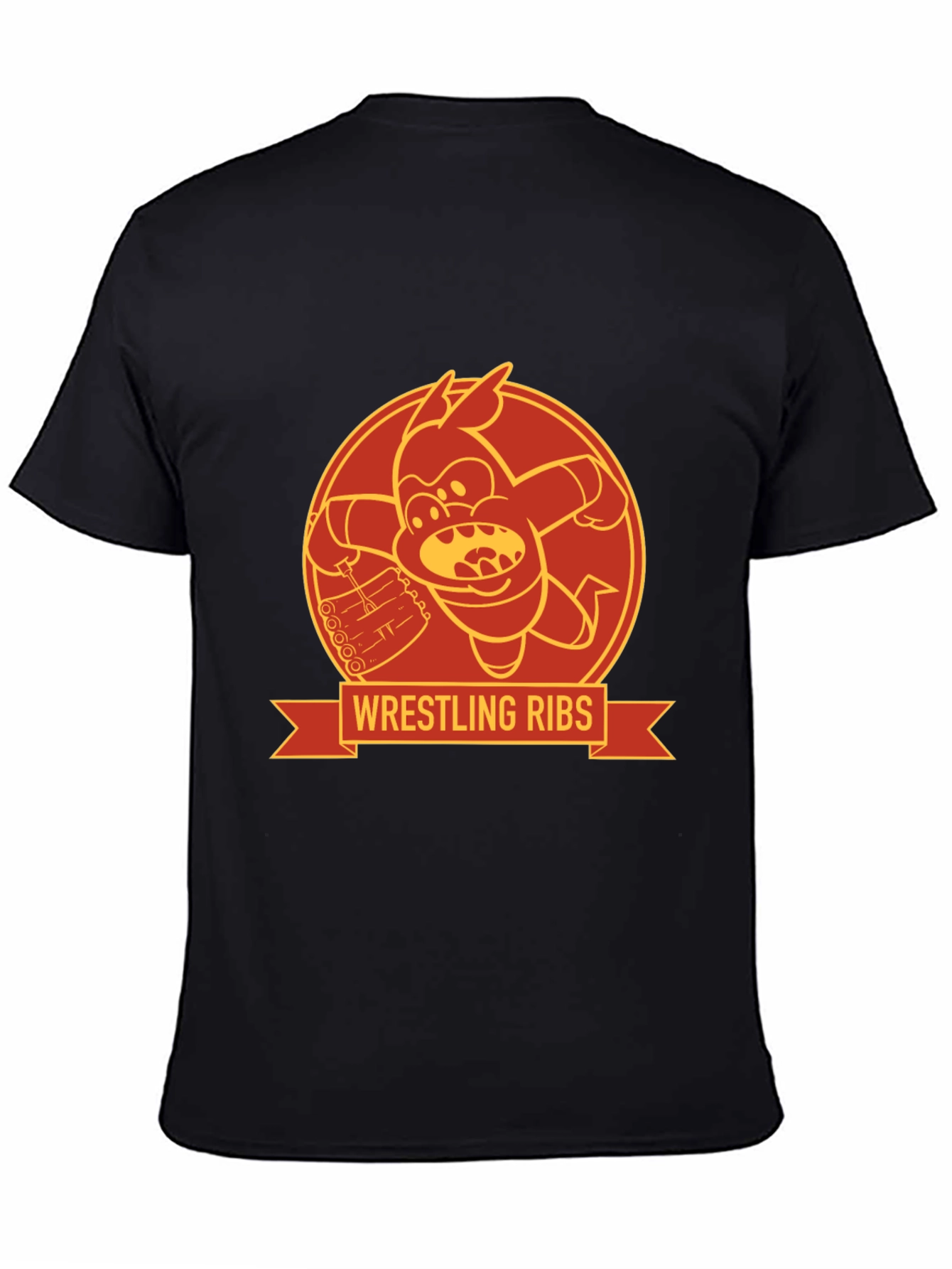 Wrestling Ribs Funny Cartoon Graphic Tee