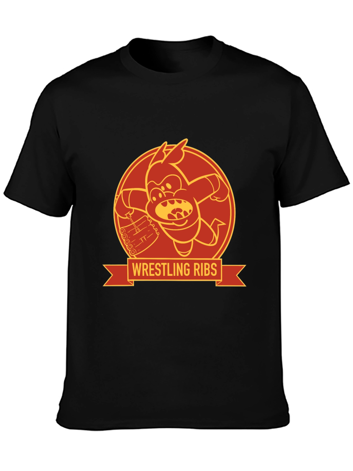 Wrestling Ribs Funny Cartoon Graphic Tee