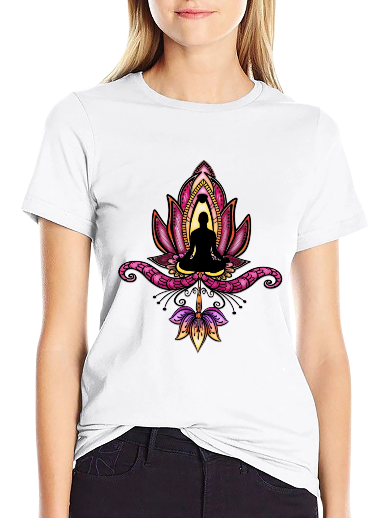 Lotus Buddha Graphic Tee - Black T-Shirt