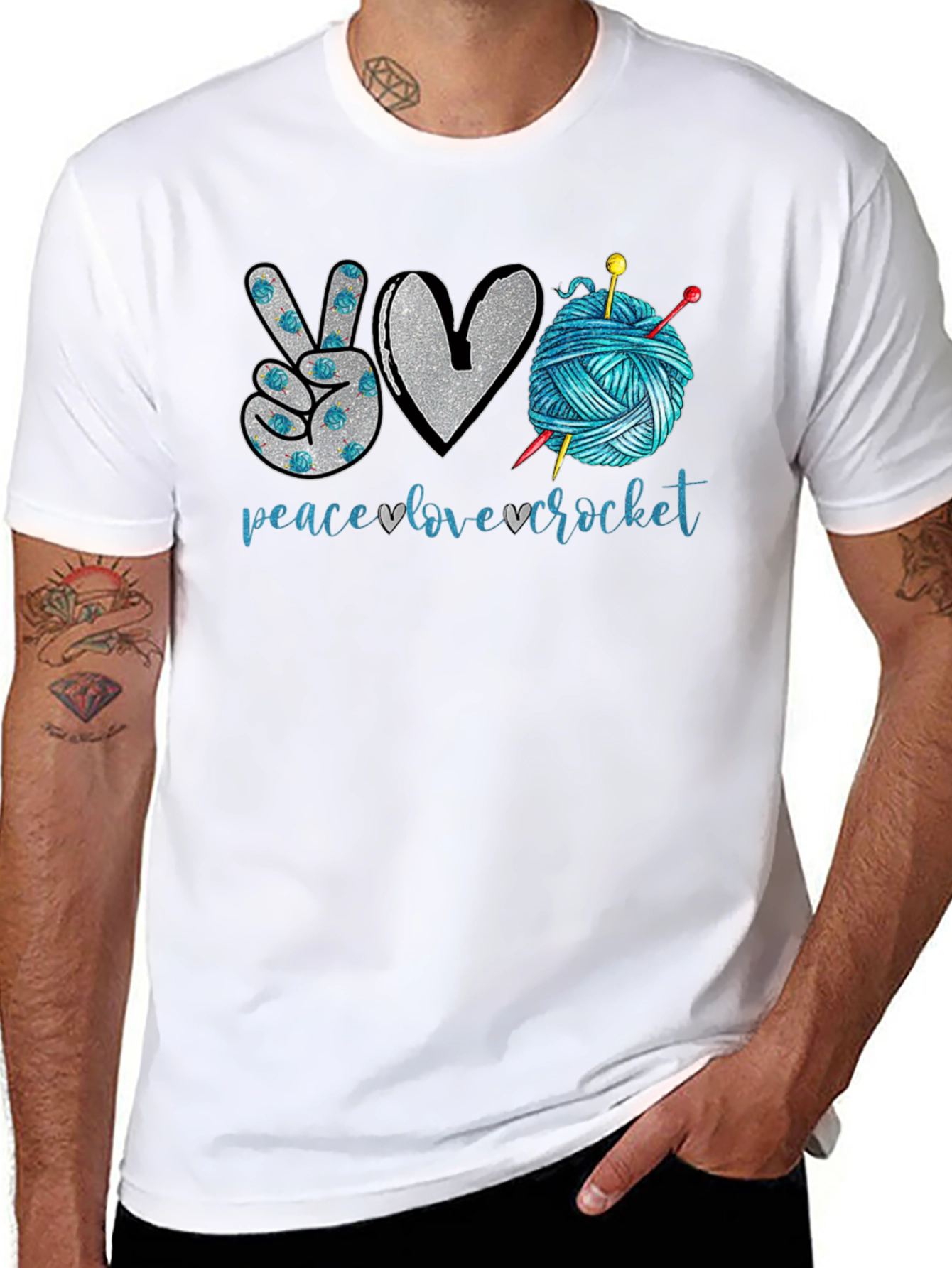 Peace Love Crochet T-Shirt - Crafting Tee