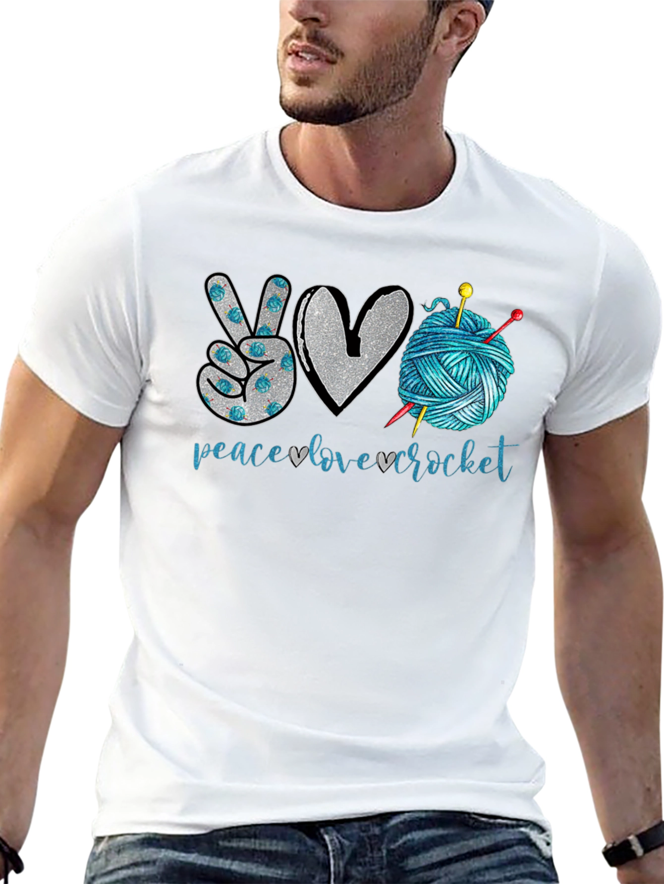 Peace Love Crochet T-Shirt - Crafting Tee
