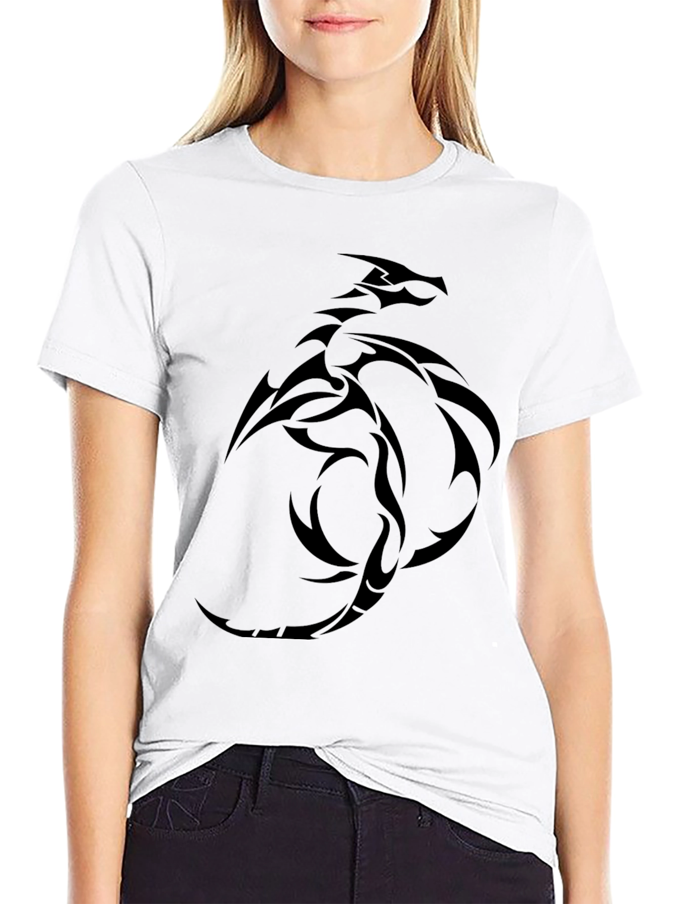 Tribal Dragon Graphic Black T-Shirt - Stylish & Unique