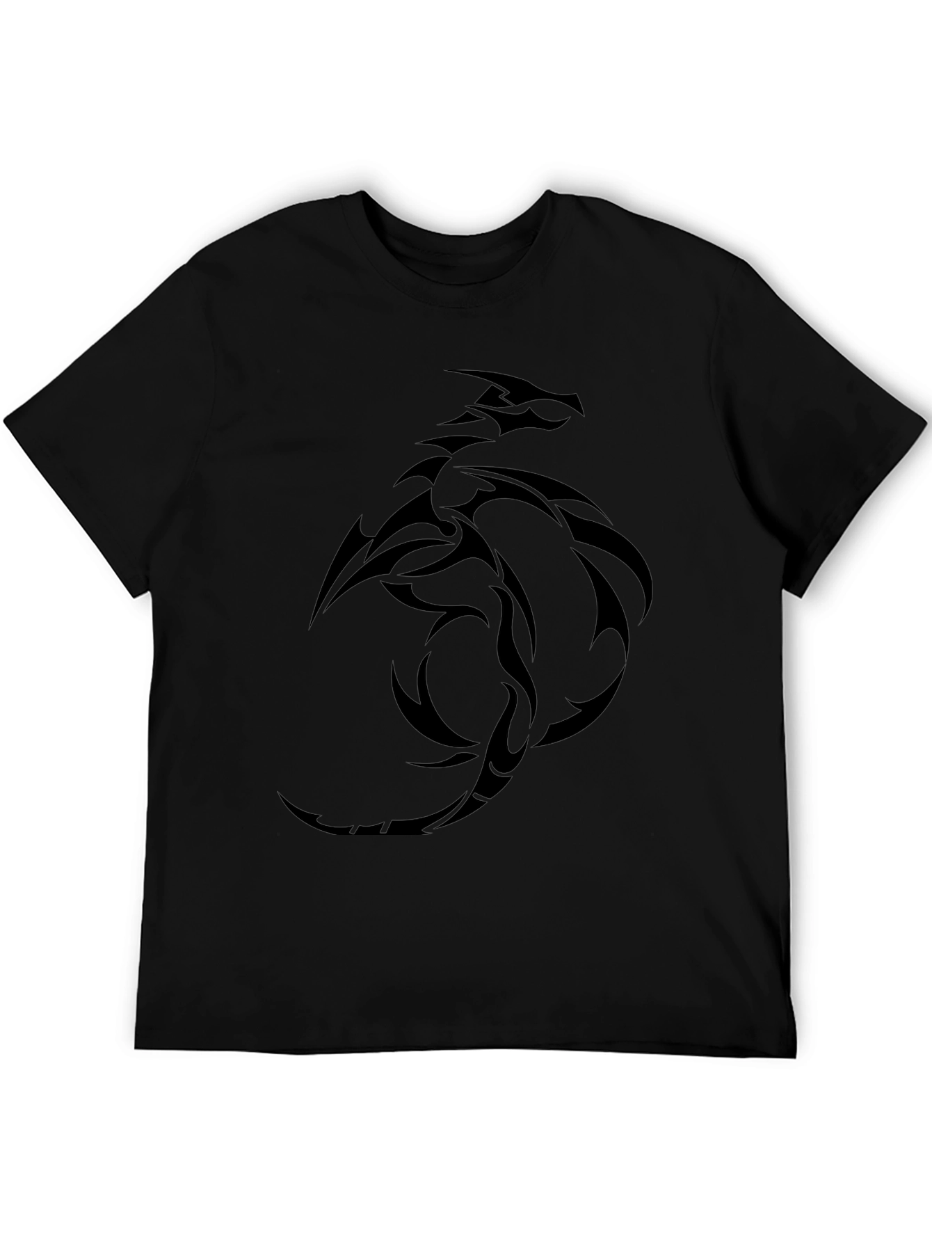 Tribal Dragon Graphic Black T-Shirt - Stylish & Unique