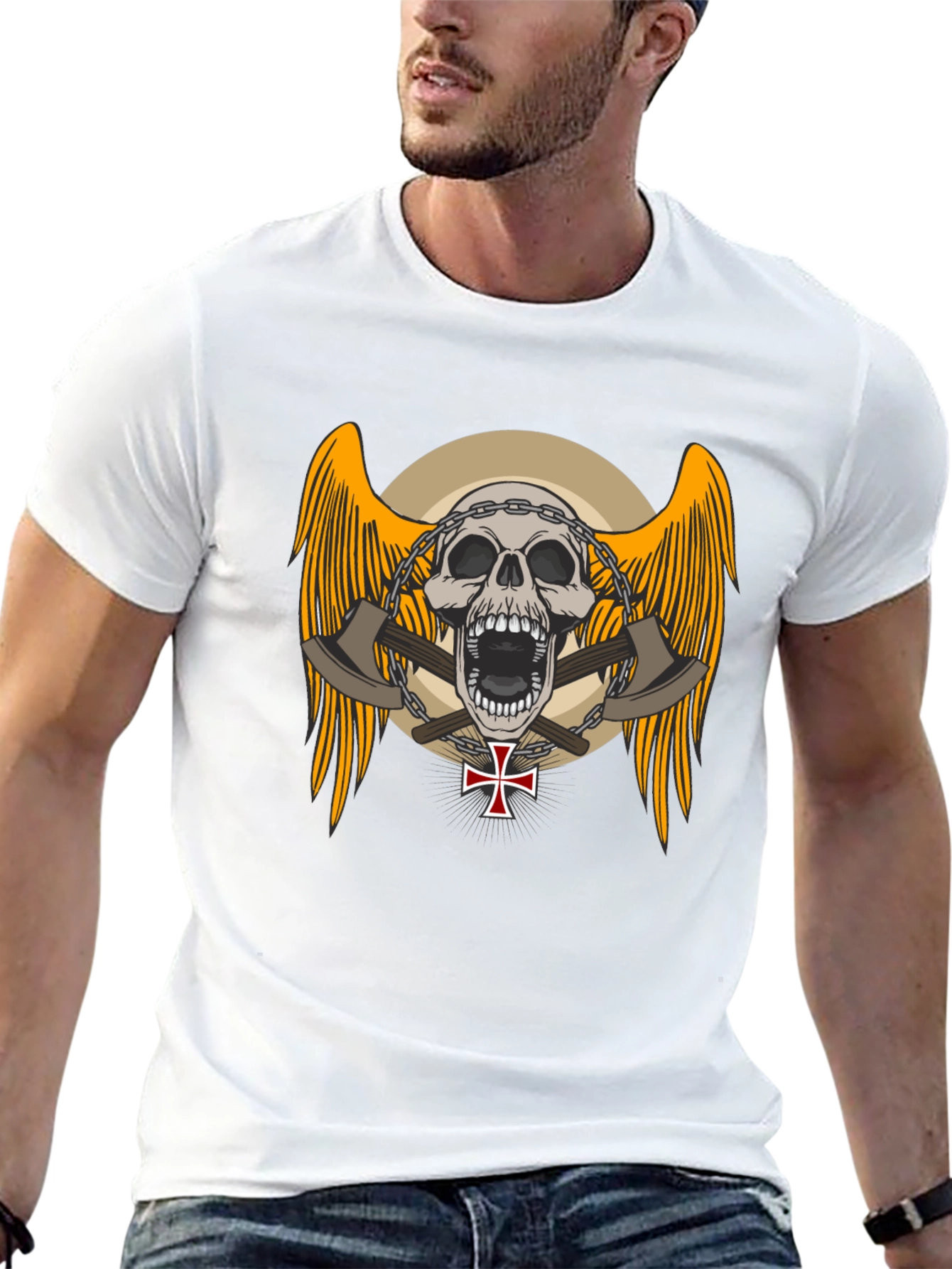 Skull & Axe Graphic Tee - Edgy Design