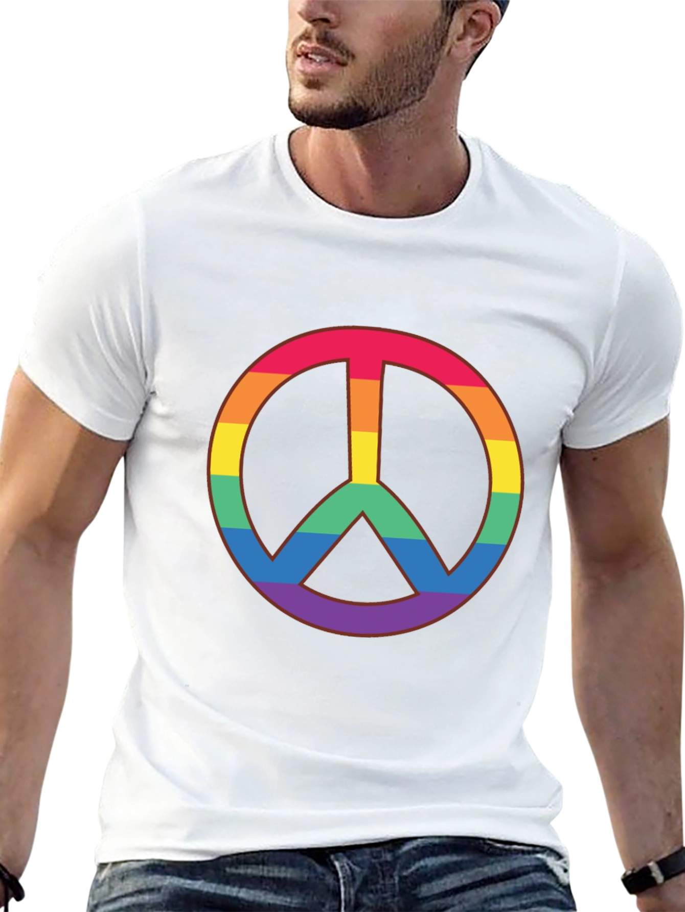 Rainbow Peace Sign Black T-Shirt