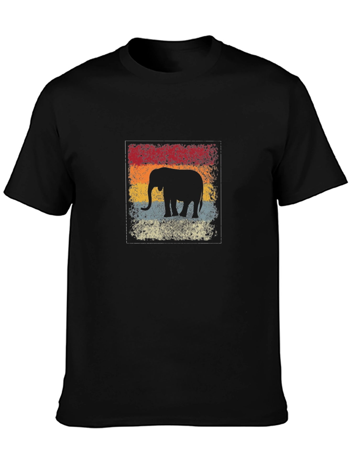 Retro Elephant Graphic Tee - Black Cotton Comfort