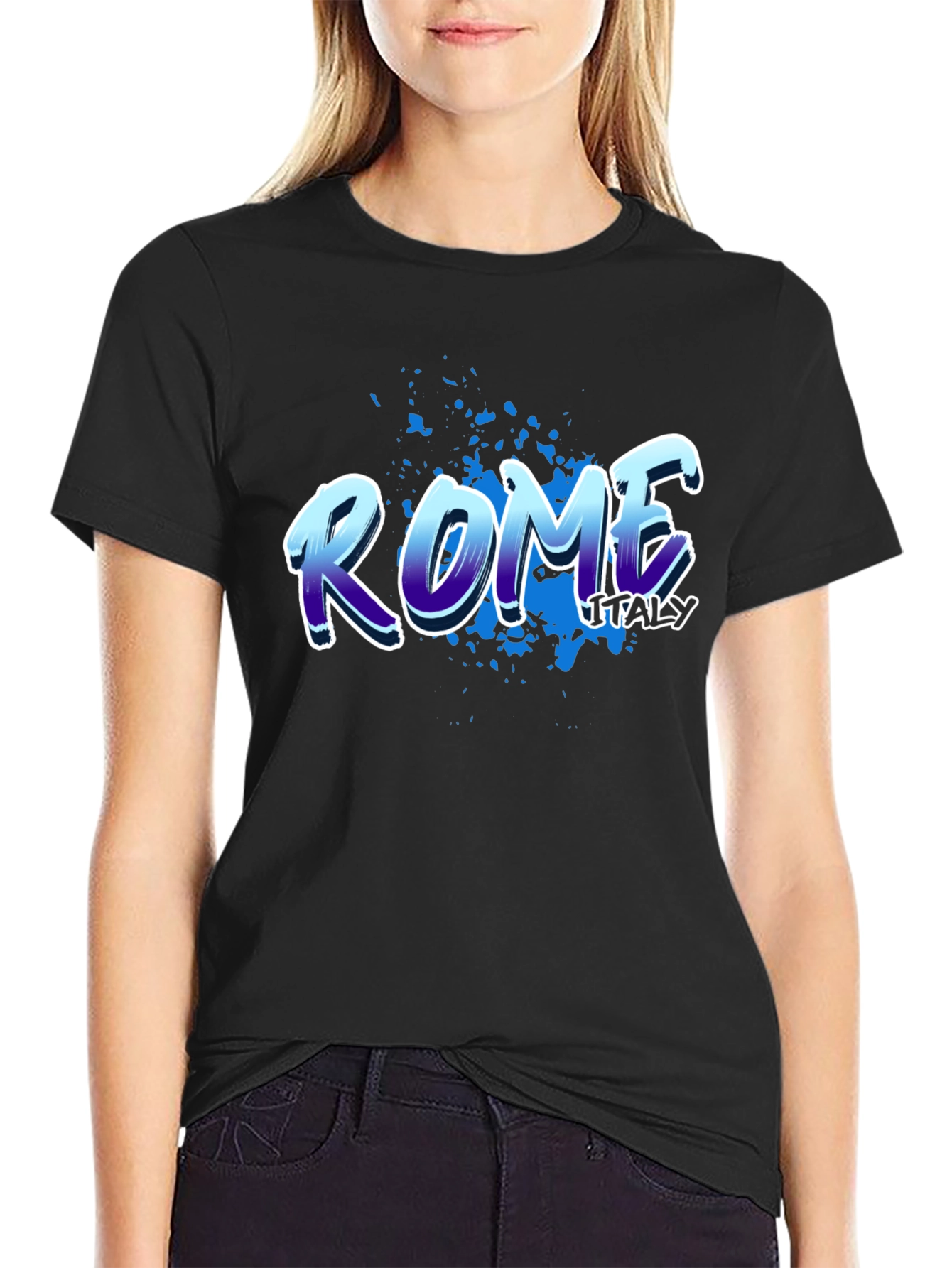 Rome Italy Graphic Tee - Black T-Shirt