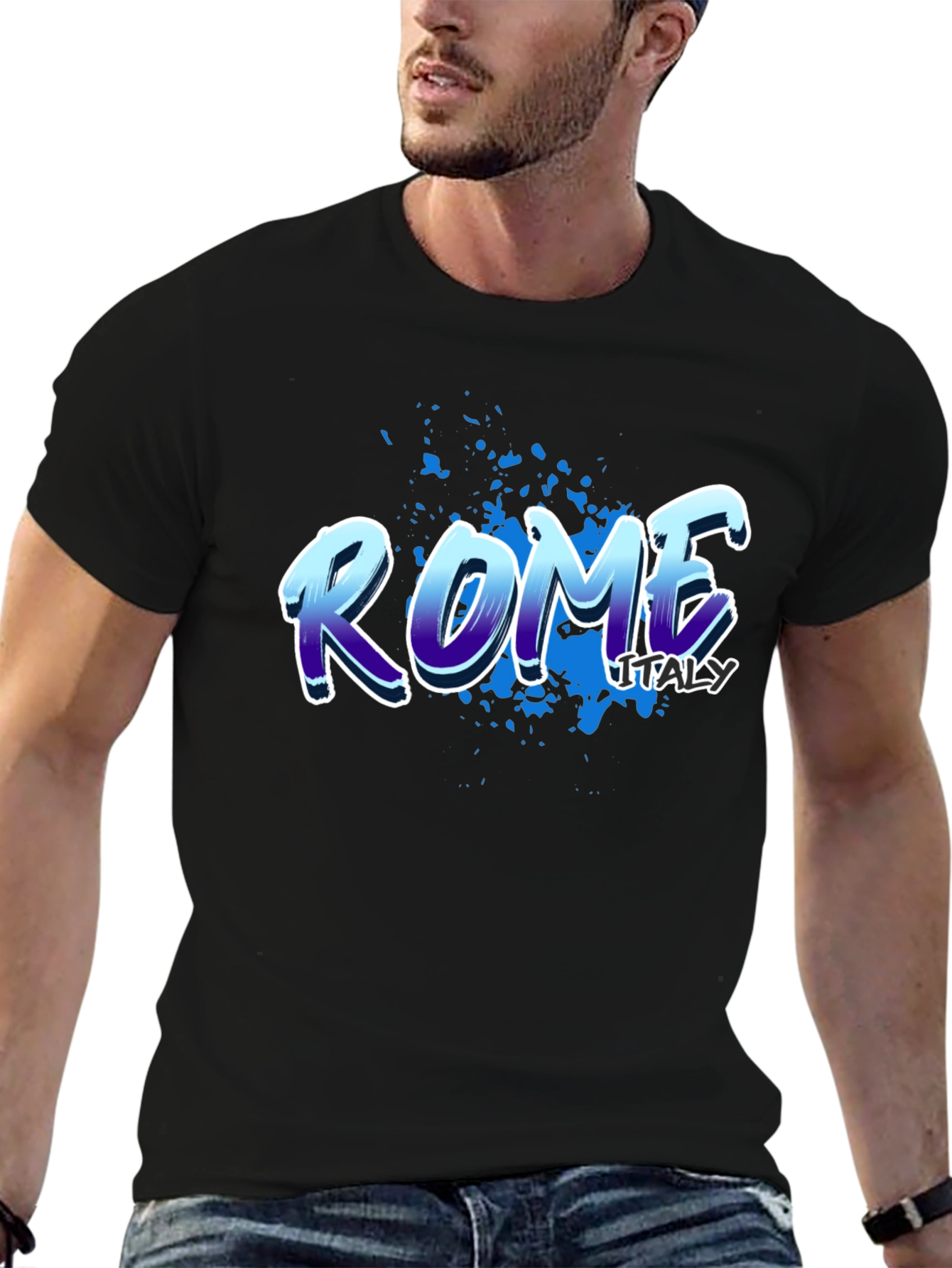 Rome Italy Graphic Tee - Black T-Shirt