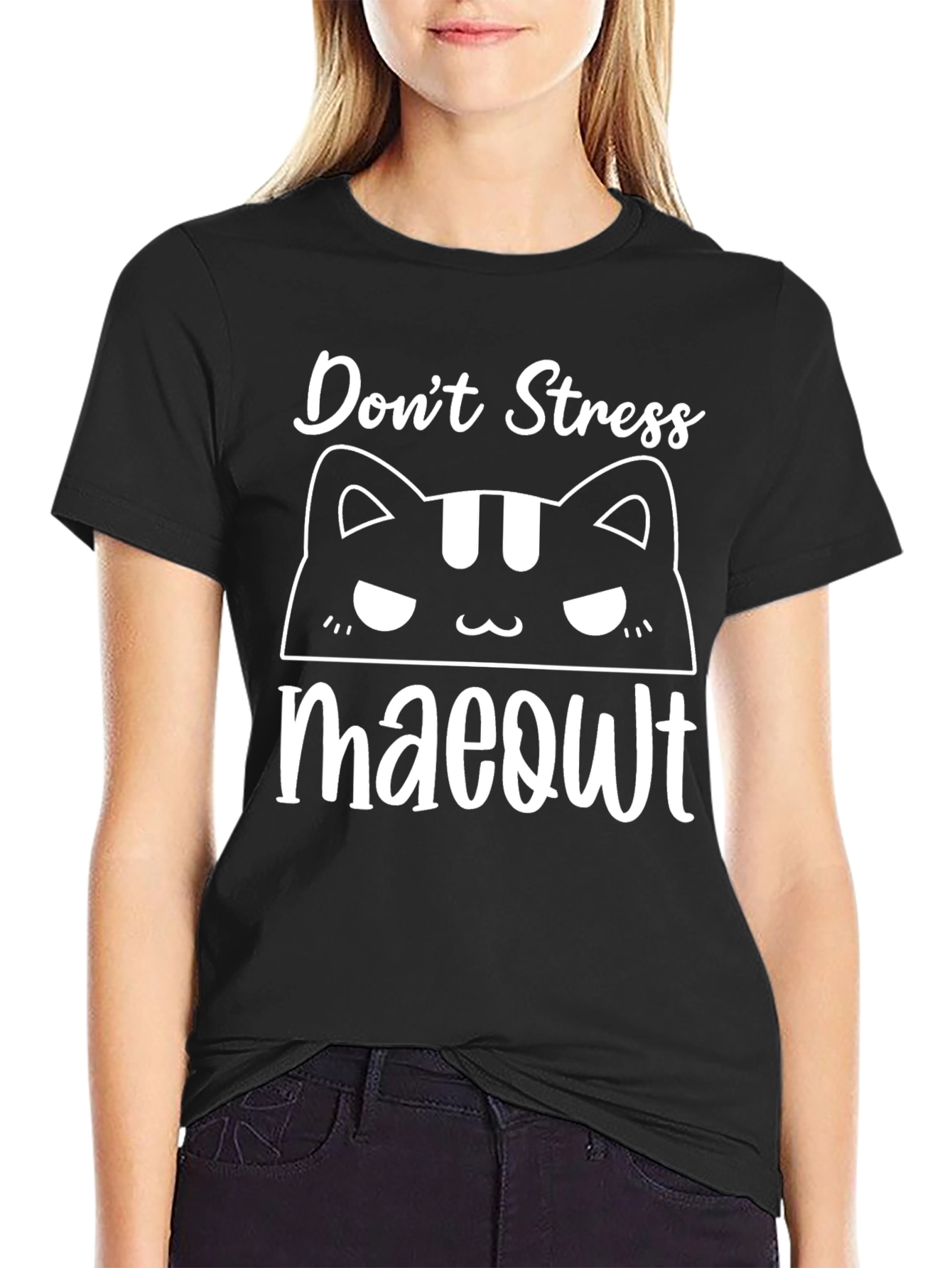 Dont Stress Meowt Black Graphic T-Shirt