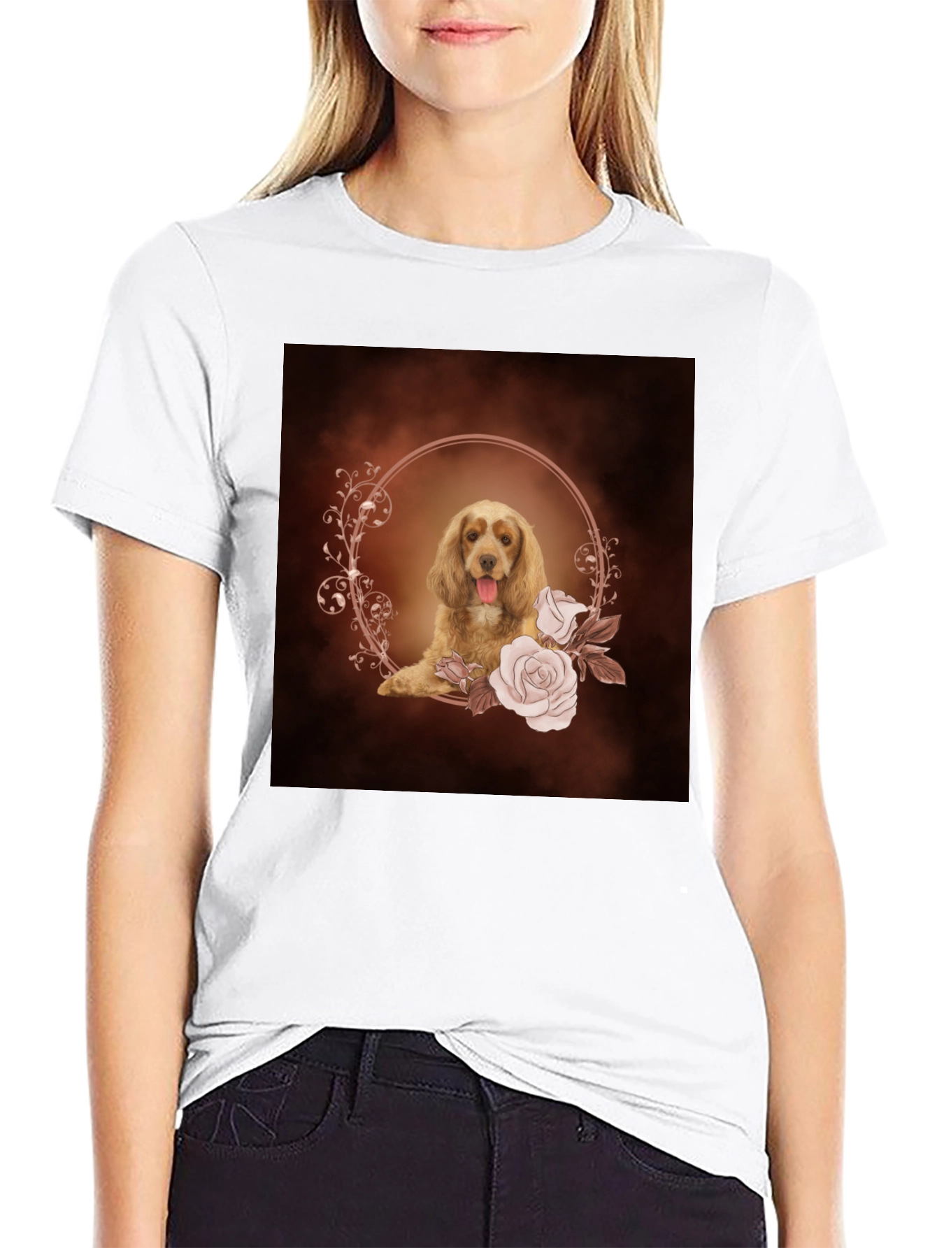 Dog & Floral Wreath Graphic Tee