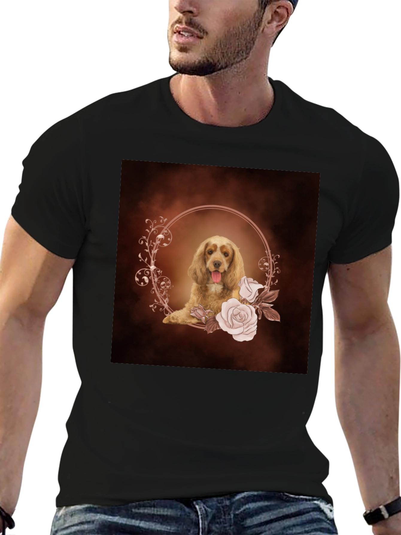 Dog & Floral Wreath Graphic Tee