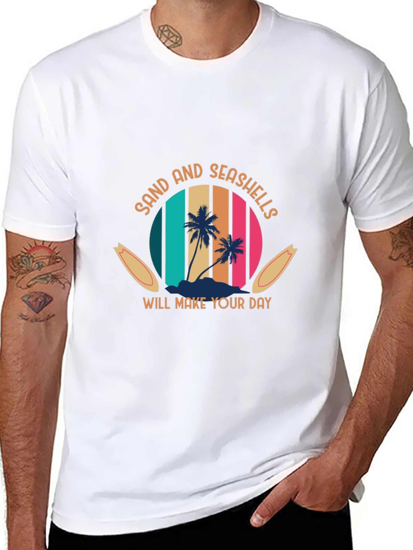 Sand & Seashells Black Graphic T-Shirt