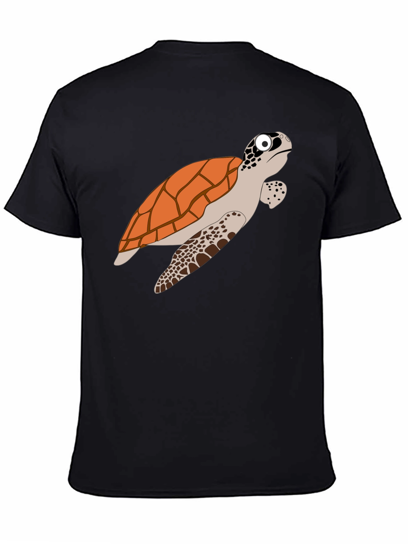 Cartoon Turtle Graphic Tee - Black Cotton T-Shirt