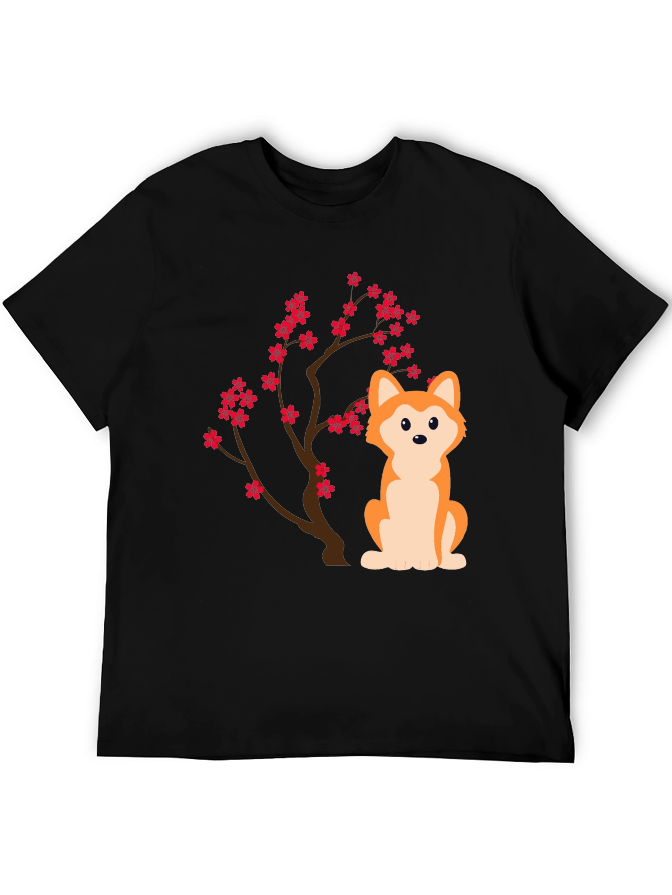 Dog & Cherry Blossom T-Shirt - Soft Cotton Blend